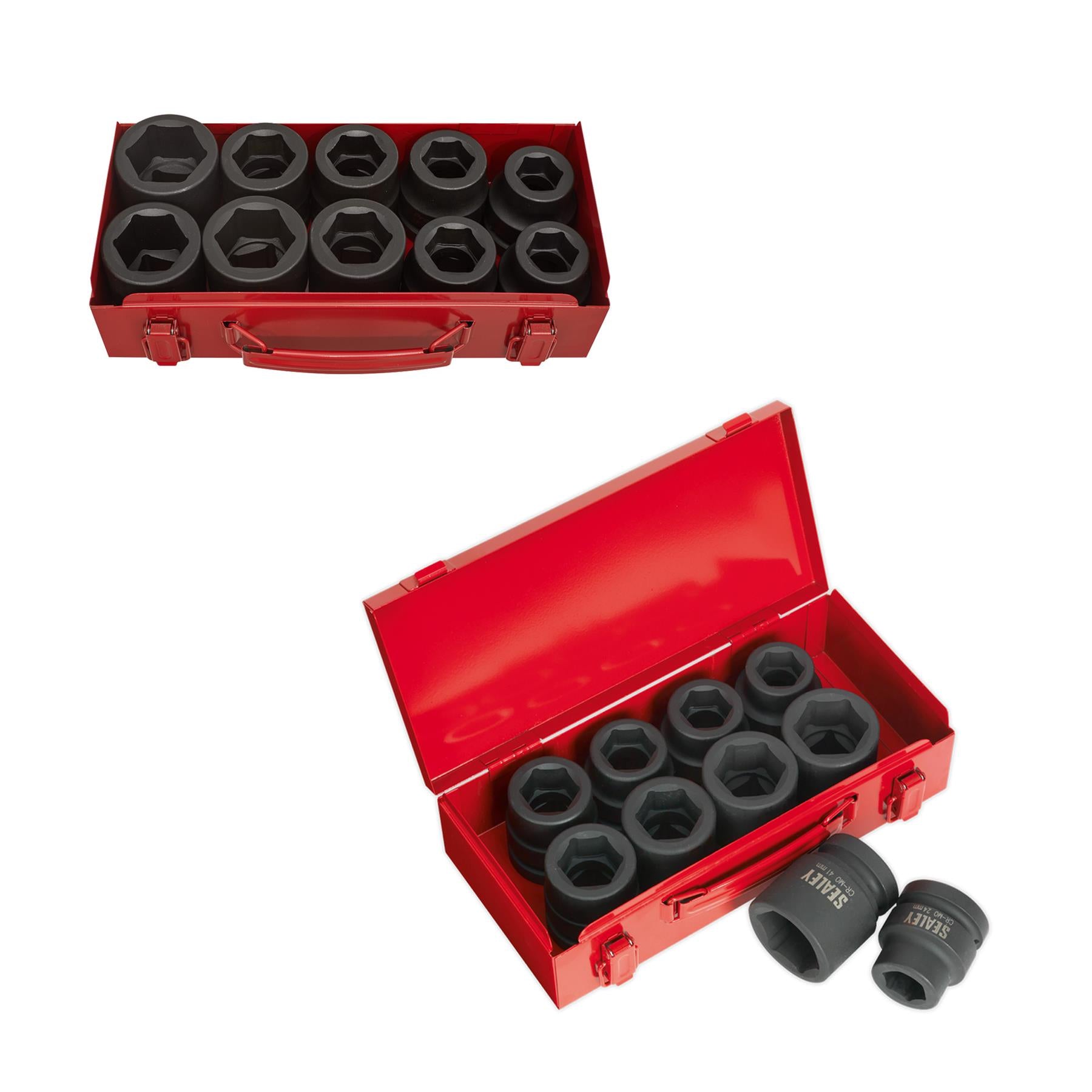 Sealey Impact Socket Set 10pc 1"Sq Drive Metric/Imperial Chrome Molybdenum Steel