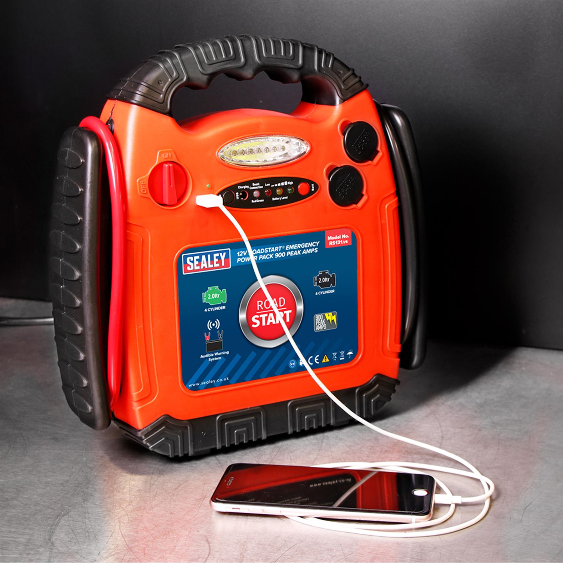 Sealey RoadStart Emergency Jump Starter 12V 900A Peak Amp - RED