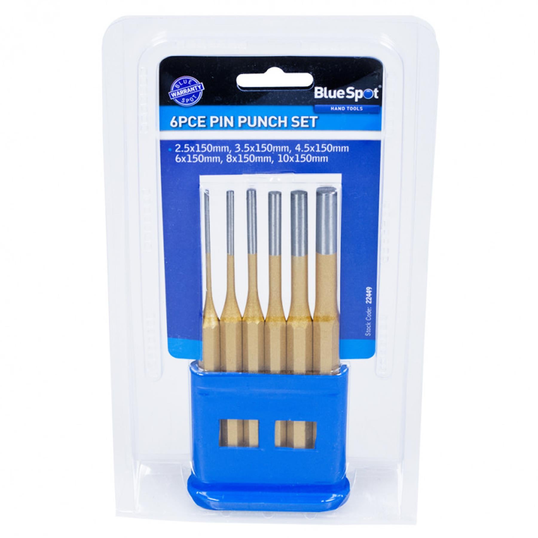 Bluespot 6 Pce Parallel Pin Punch Set Heavy Duty For Mechanics Engineers And Diy
