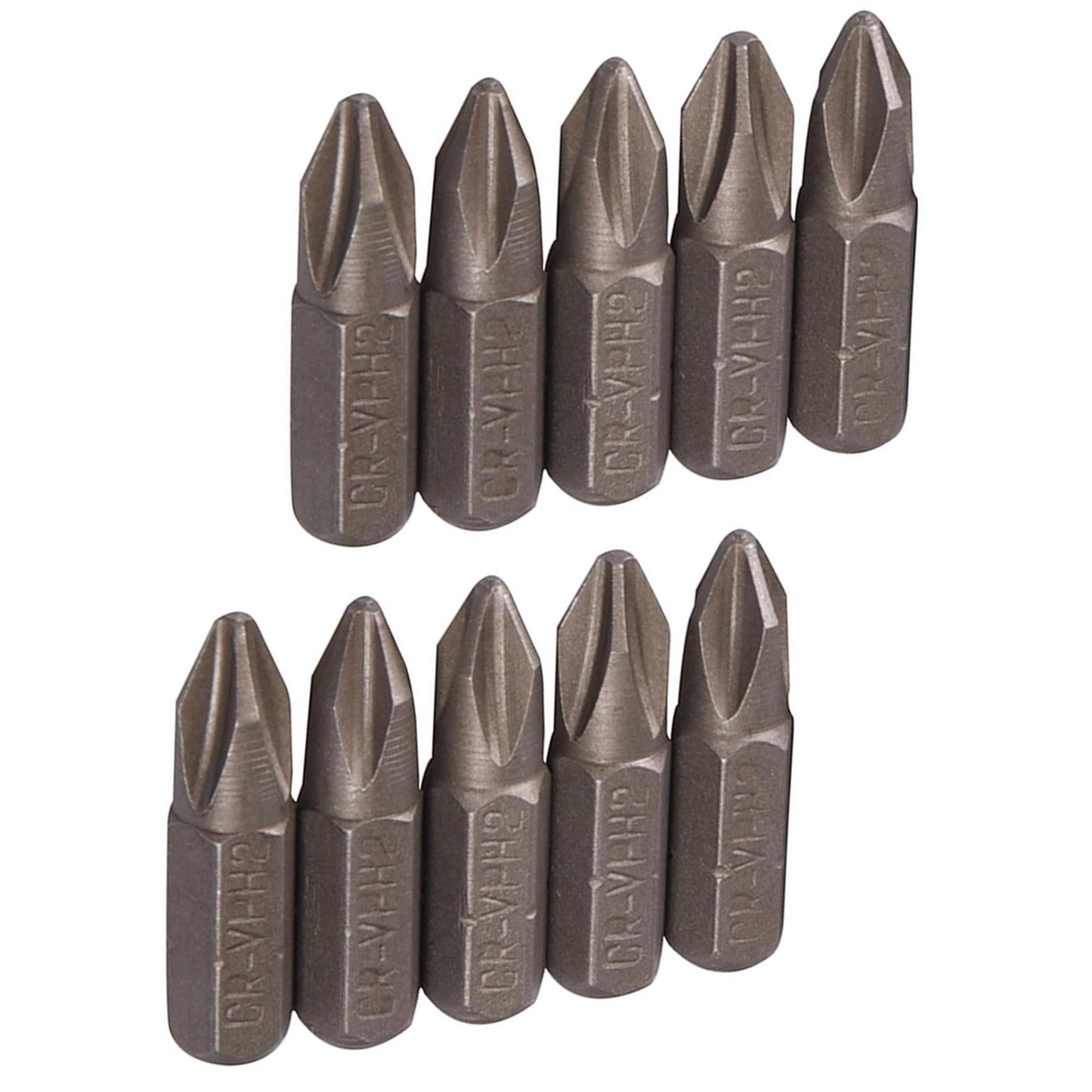 10Pk Phillips CRV Screwdriver Bits No.2 Hand Tools Screw Chrome Vanadium Steel