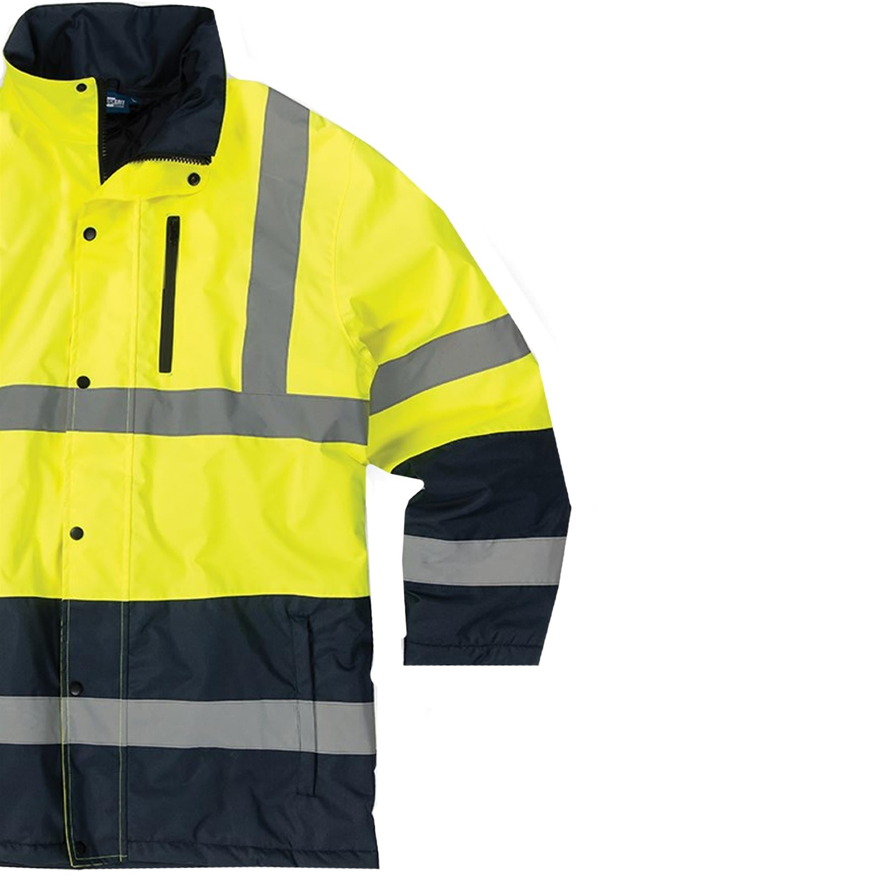 Tough Grit Hi-Vis 2-Tone Jacket Waterproof Coat Workwear Yellow/Navy XL
