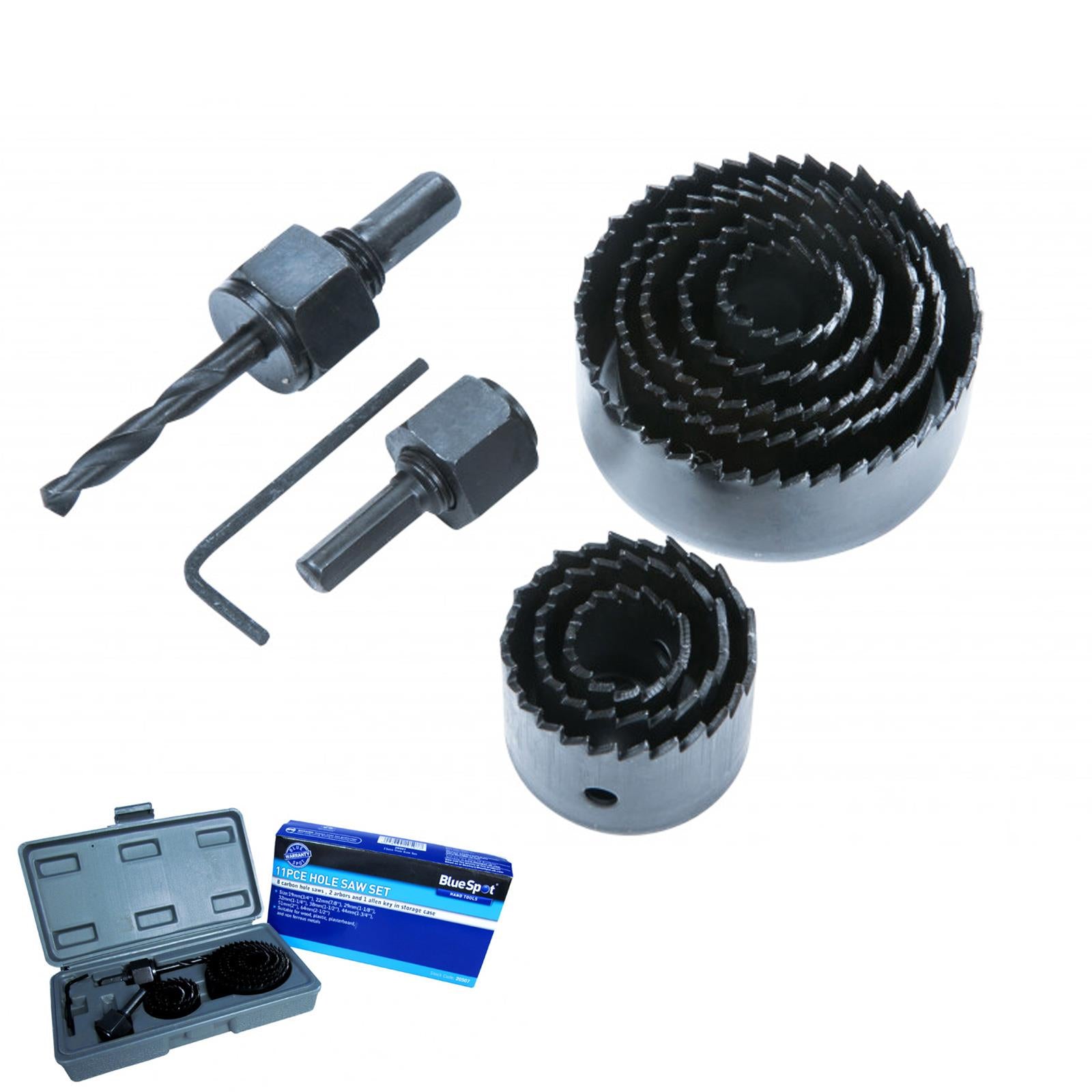 Bluespot 11 Piece Hole-saw Set With Hex Key & Arbor- 19-64mm Hole Saw In Case