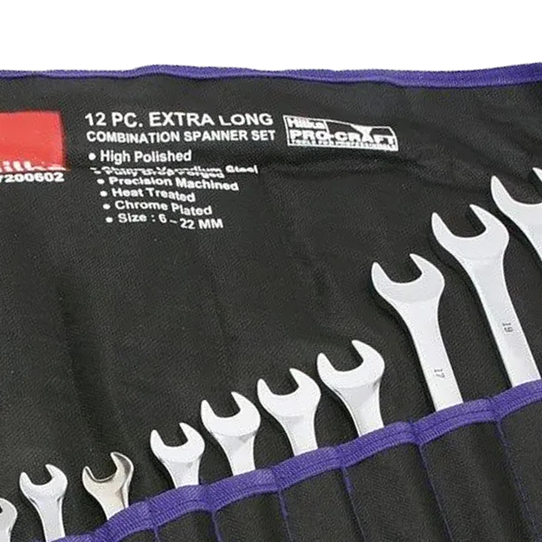 Hilka Pro-Craft Extra Long Spanner Set 12 Metric Combination Spanners 6-22mm