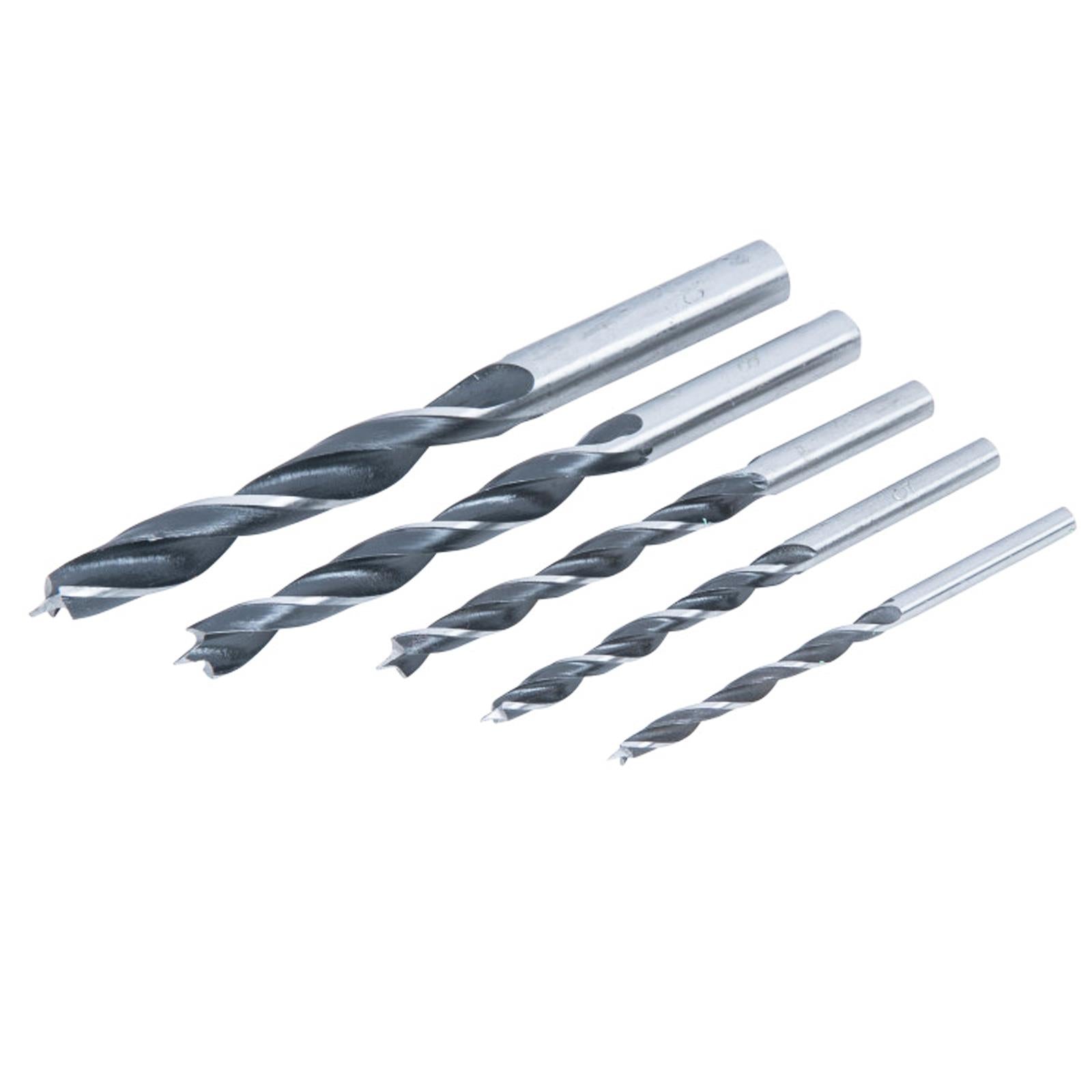 BlueSpot Stanley Wood Drill Bit 5pc Set 4mm-10mm With Plastic Storage Case