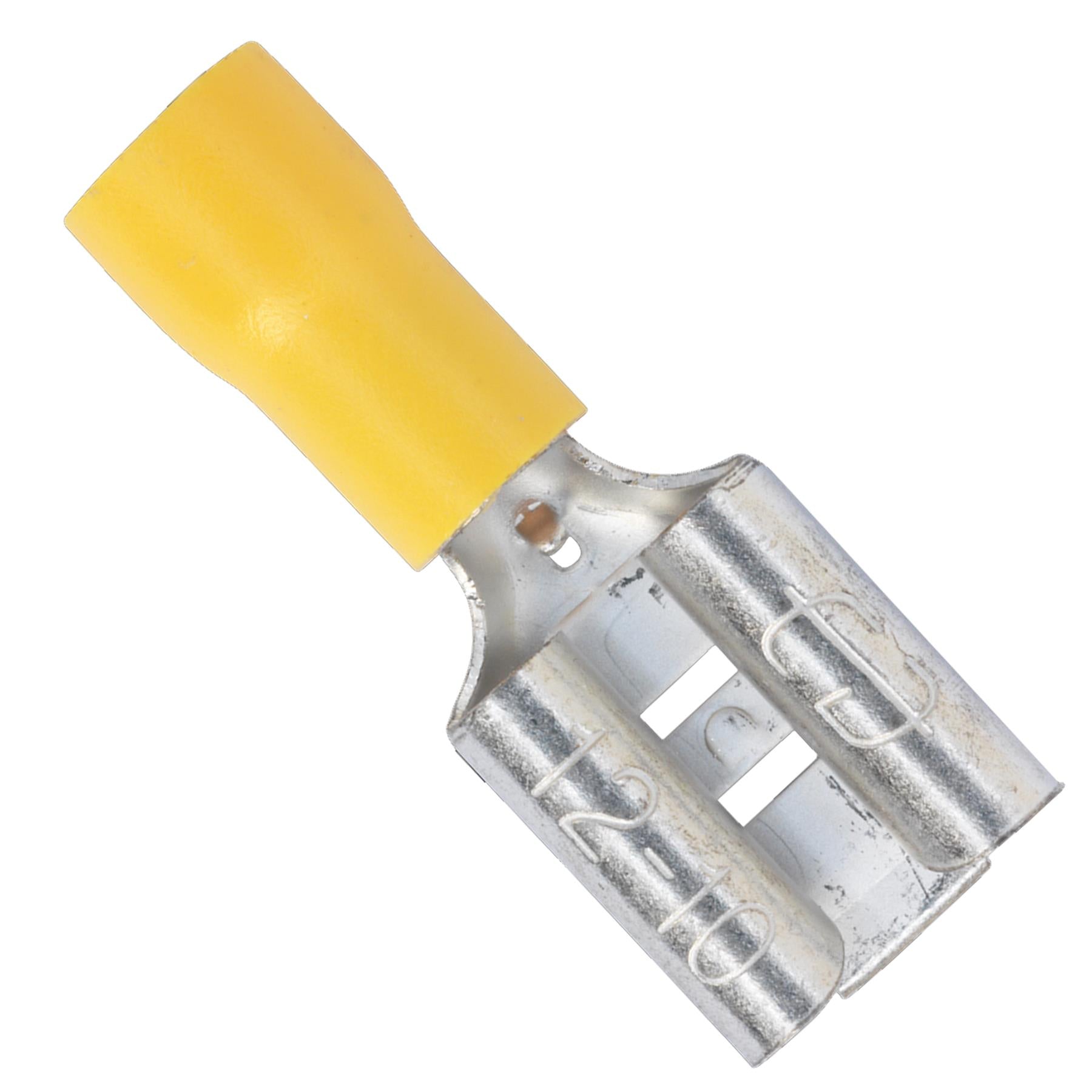 Push-On Terminal 9.5mm Female Yellow Pack of 100 Sealey