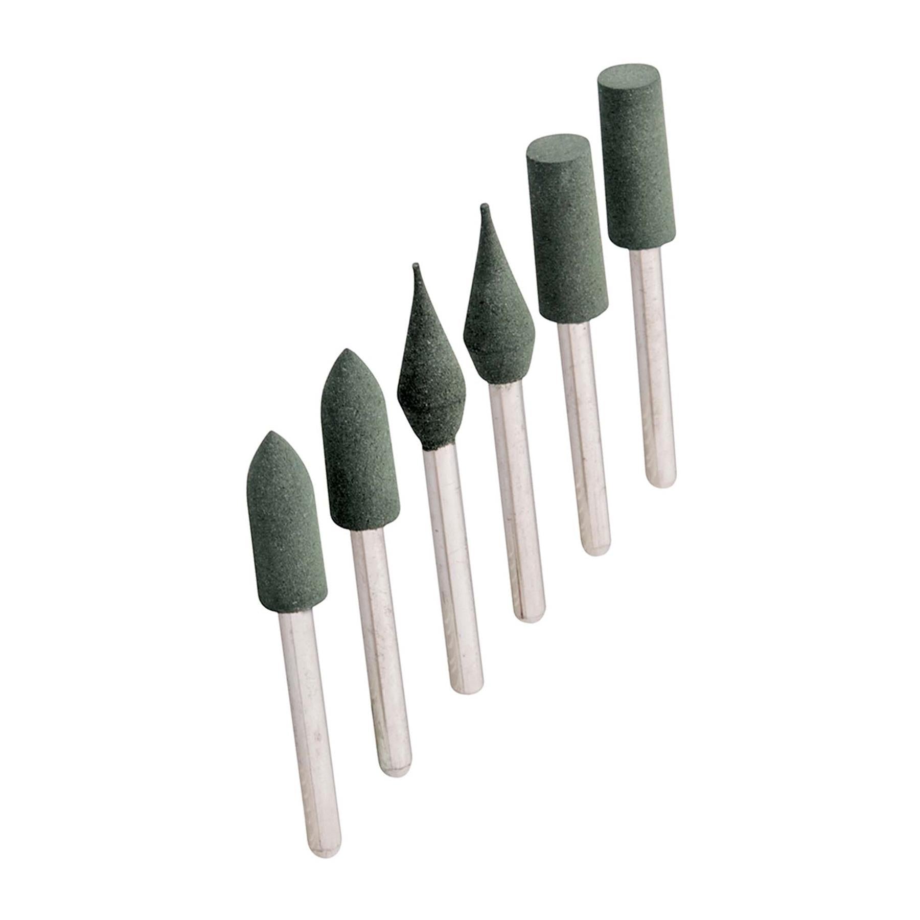 6Pc Pointed Rubber Polishing Rotary Tool Set + Mandrels 6mm Dremel Finishing