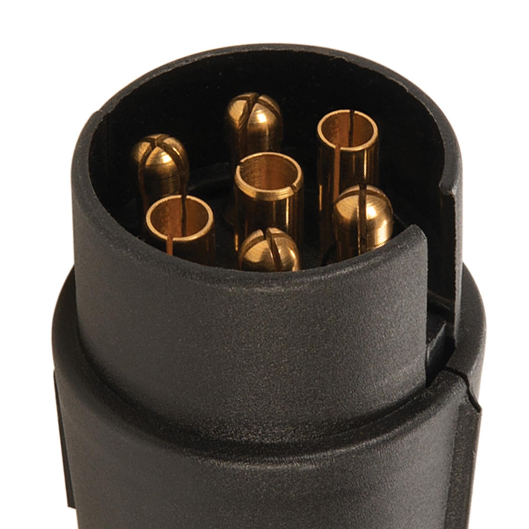 7 Brass Pins Black PLastic Trailer Plug 12V N Type For Caravans And Trailers