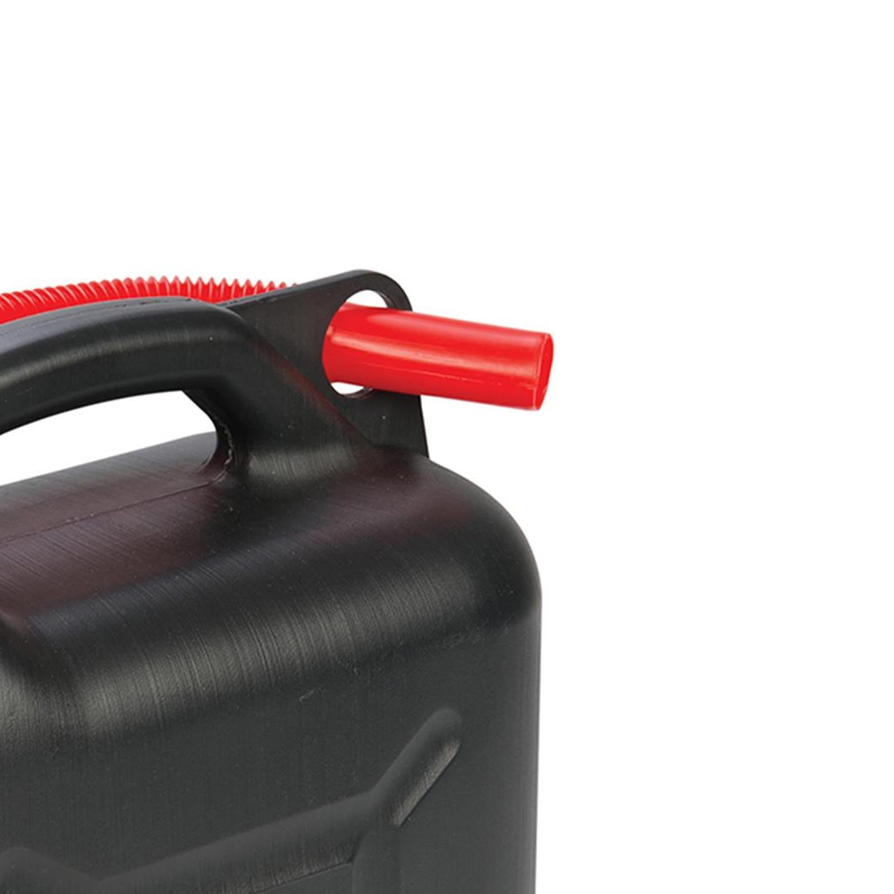 Plastic Fuel Can 5Ltr - Black - Flexible Pouring Spout For Controlled Flow