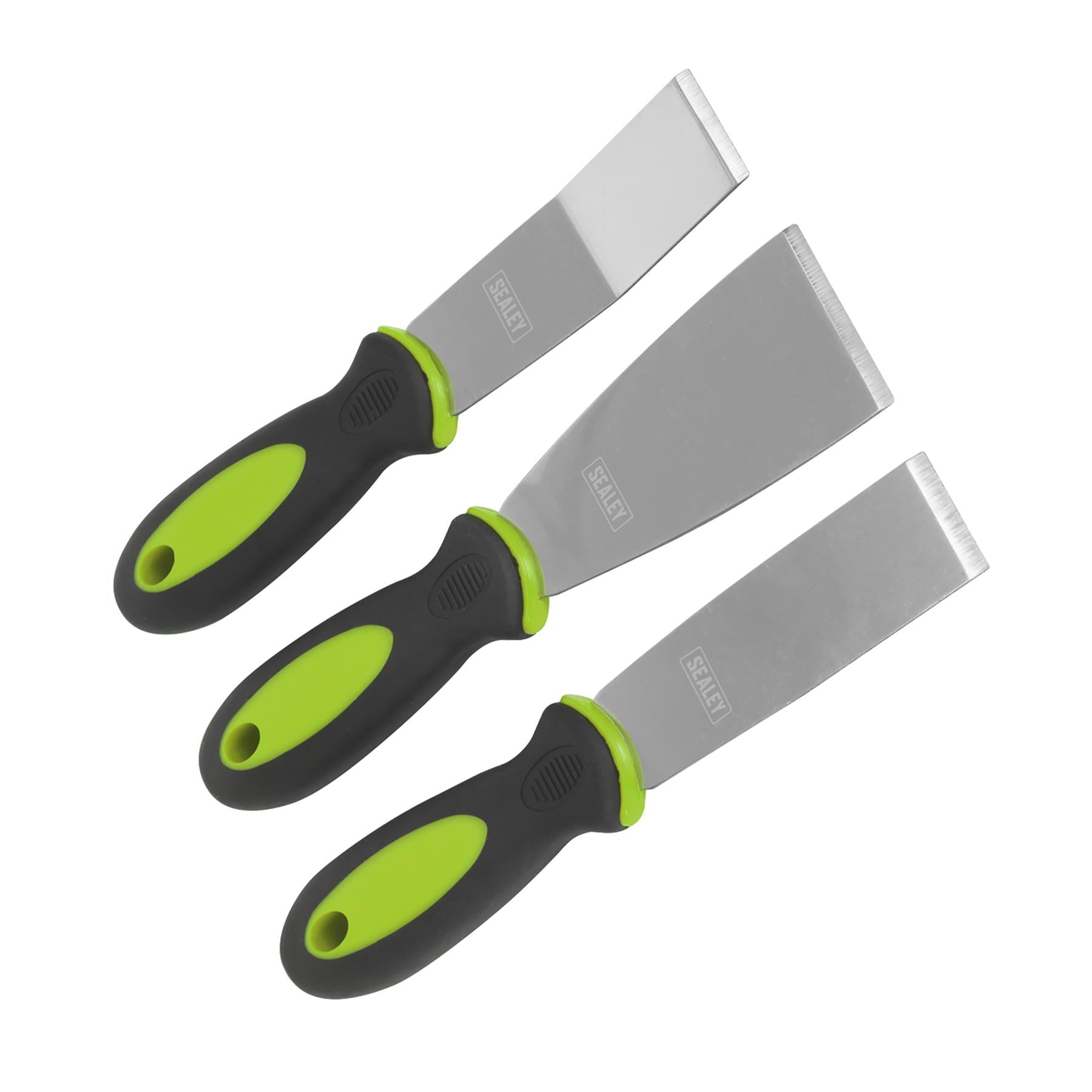 Sealey 3pc Scraper Set Rigid Blade Decorator Filling Wallpaper Paint Putty Knife
