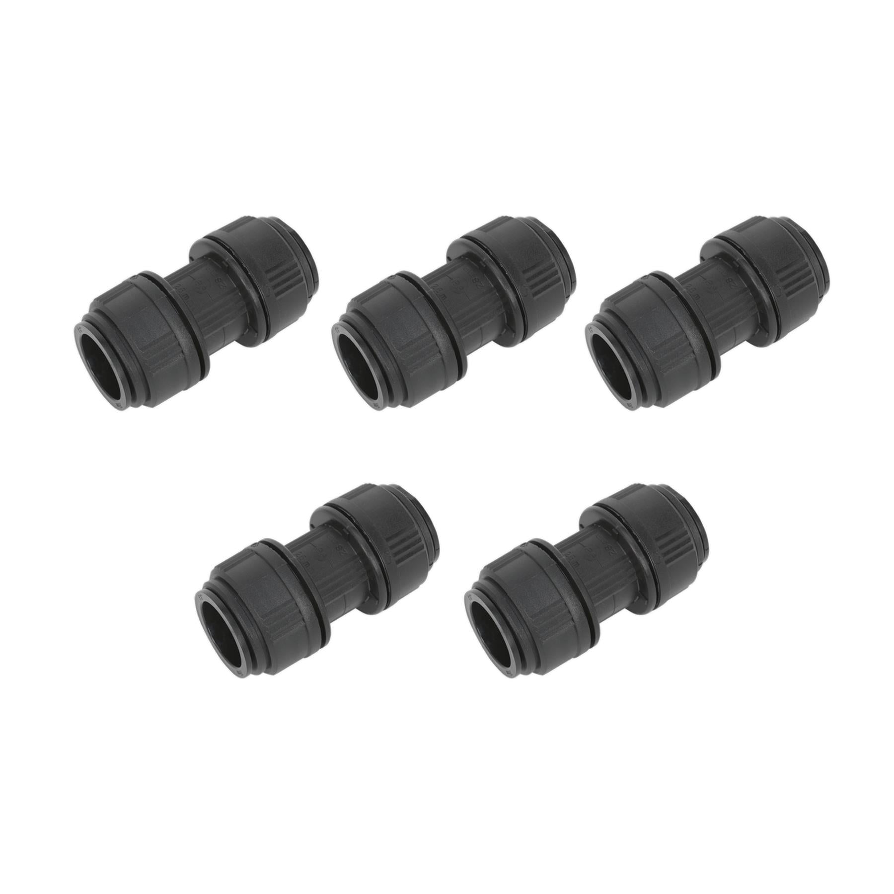 Sealey Straight Connector 28mm Pack of 5 (John Guest Speedfit® - PM0428E)
