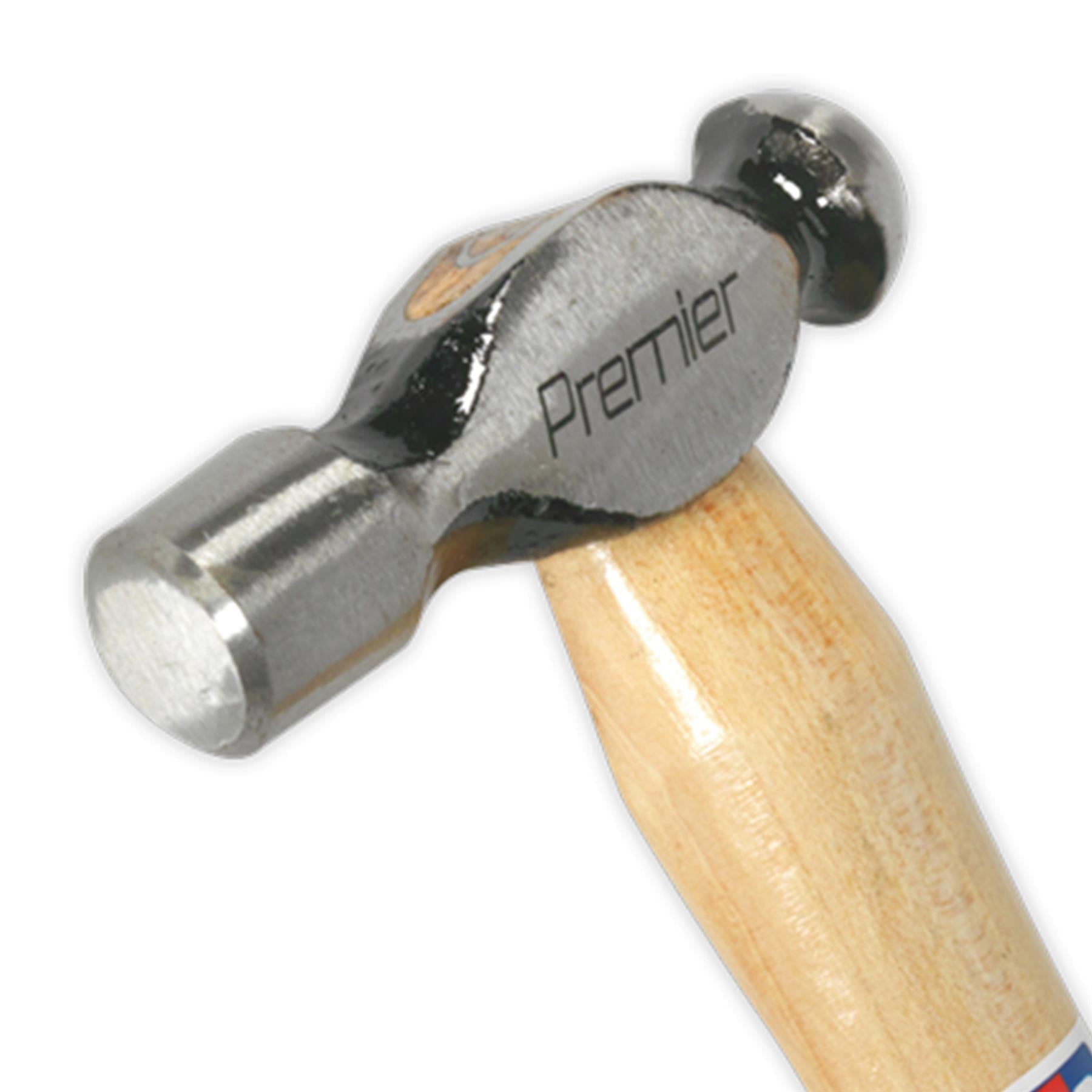 Sealey Ball Pein Hammer 8oz Hickory Shaft Forged Carbon Steel Head