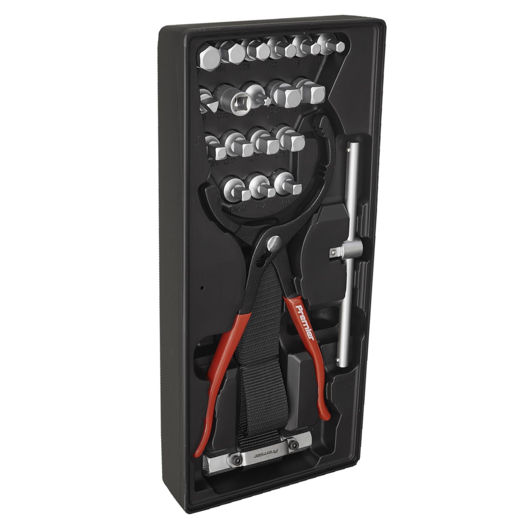 Sealey Tool Tray with Oil Filter Wrench, Pliers & Drain Plug Set 21pc