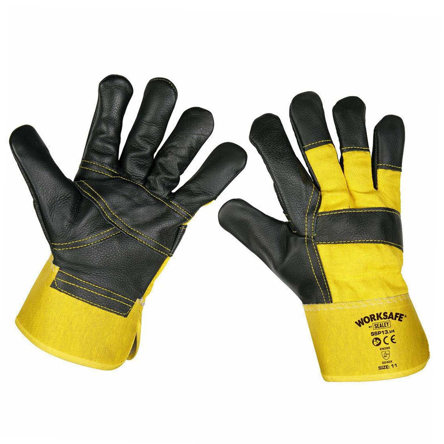 Sealey Rigger's Gloves Hide Palm - Pack of 6 Pairs