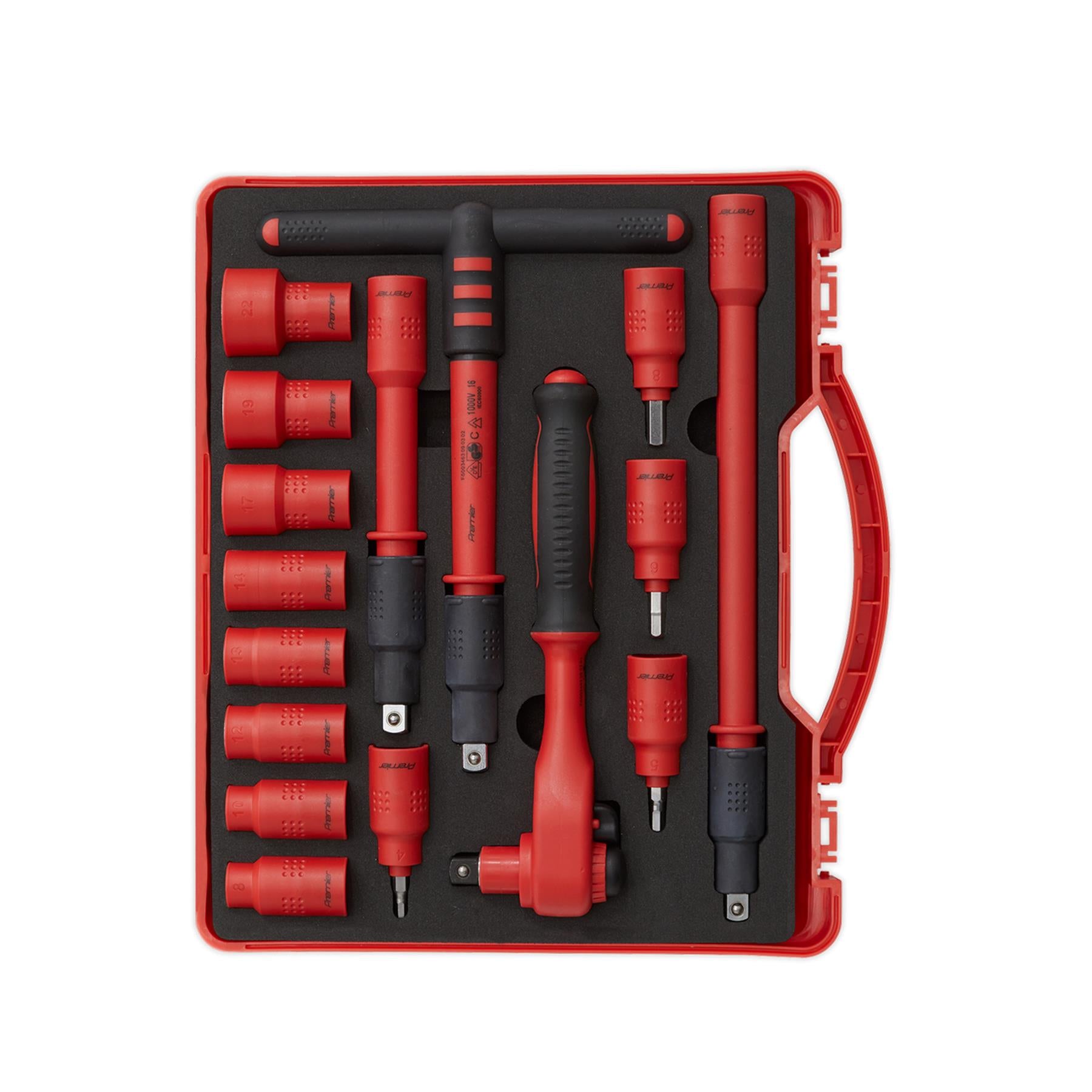 Sealey Insulated Socket Set 16pc 3/8"Sq Dr 6pt WallDrive VDE App.
