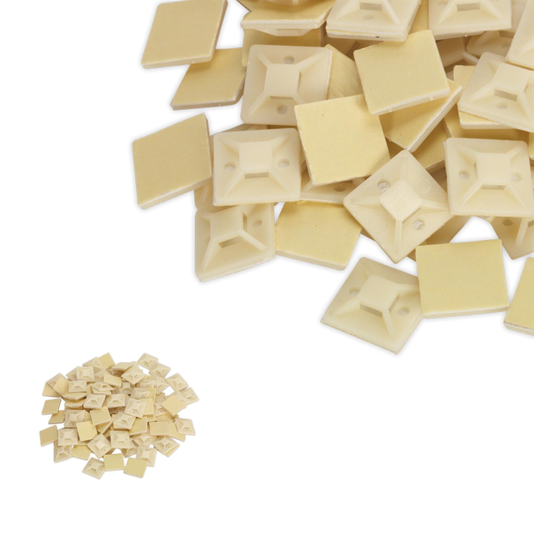 Sealey Self-Adhesive Cable Tie Mount 25 x 25mm White Pack of 100