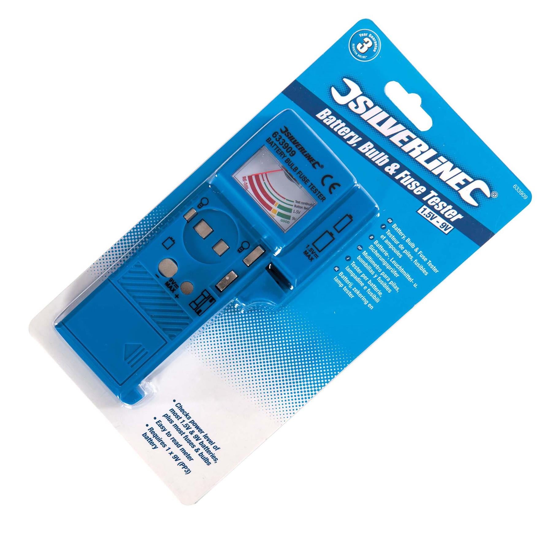 Tester Bulb 1.5V - 9V Fuse & Battery Checks Power Level Of 1.5V & 9V Batteries