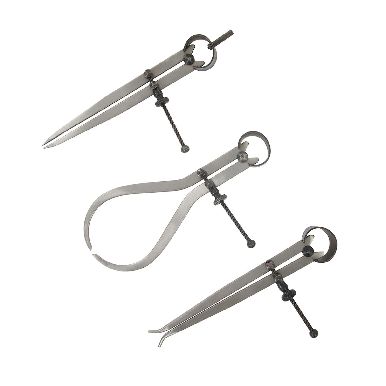 3Pce Spring Calipers Set Measuring Internal External Divider Woodwork New
