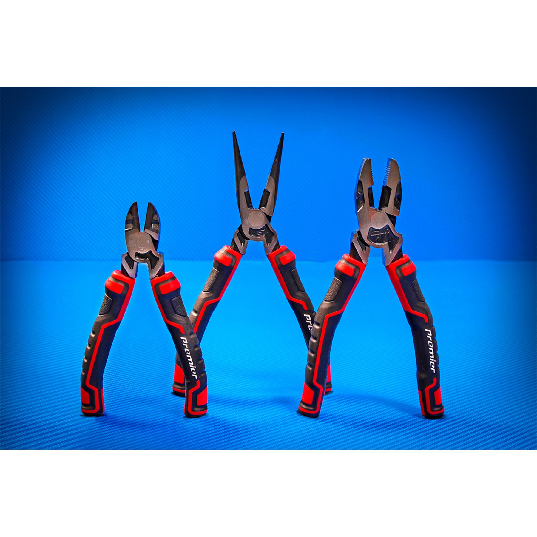 Sealey 3pc High Leverage Pliers Set Long Nose, Combi Plier And Side Cutter