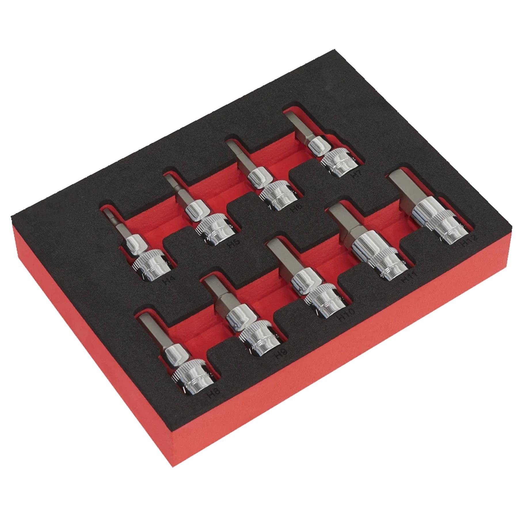 Sealey Hex Socket Bit Set 9pc 3/8"Sq Drive Metric
