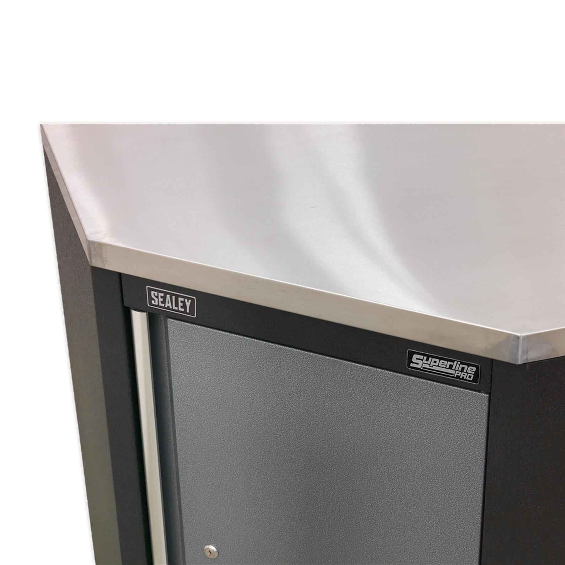 Sealey Stainless Steel Worktop for Modular Corner Cabinet 865mm
