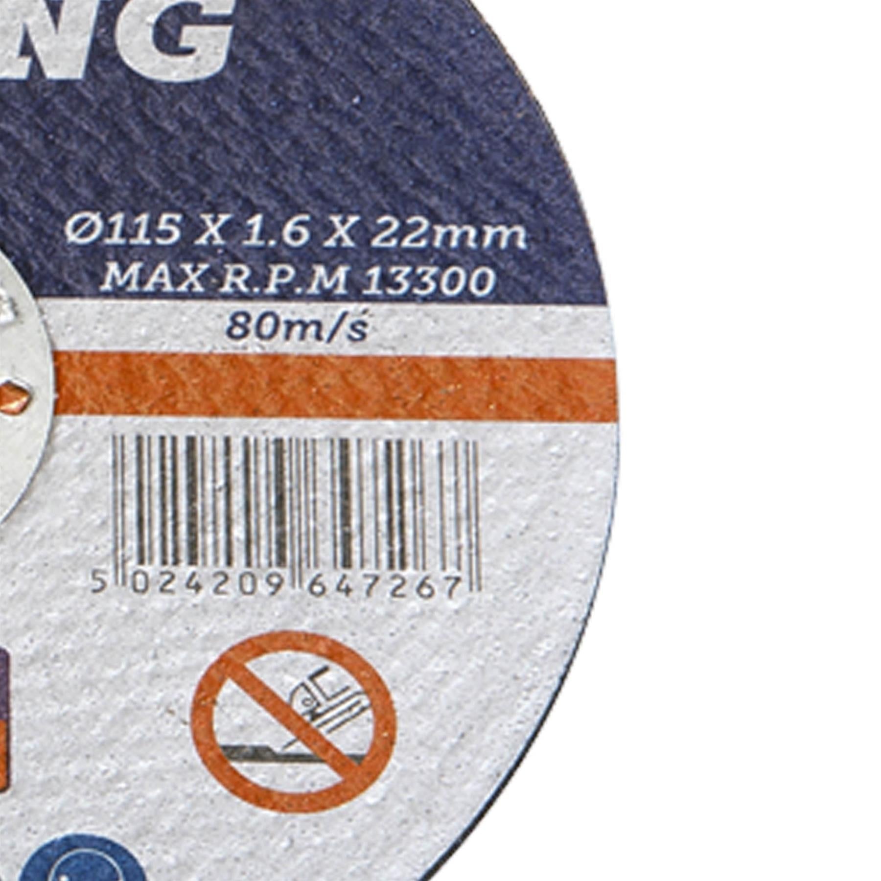 Sealey Cutting Disc �115 x 1.6mm 22mm Bore Pack of 5