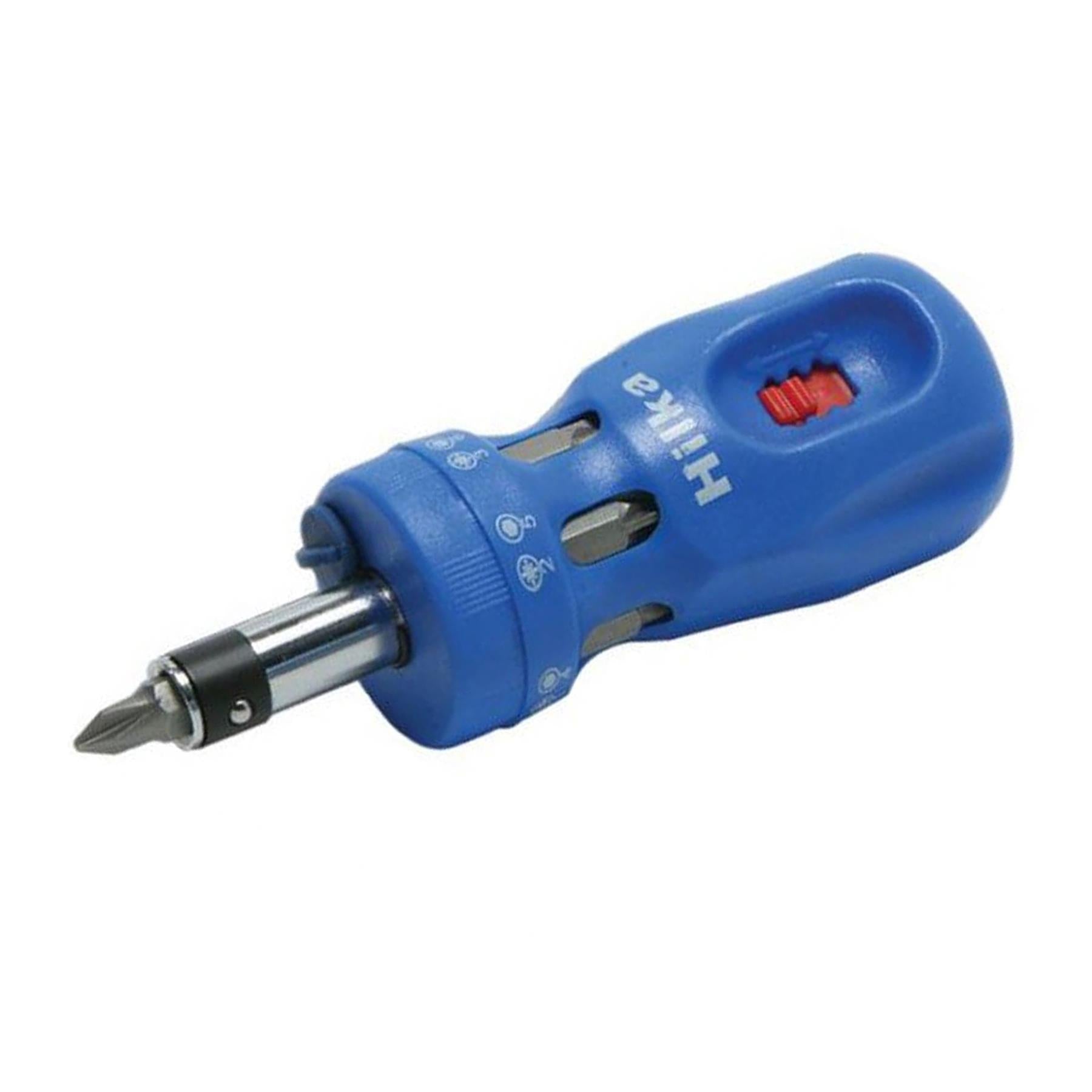 Stubby Ratchet Screwdriver with 12 in1 Hex Philips Pozi Slotted Bits