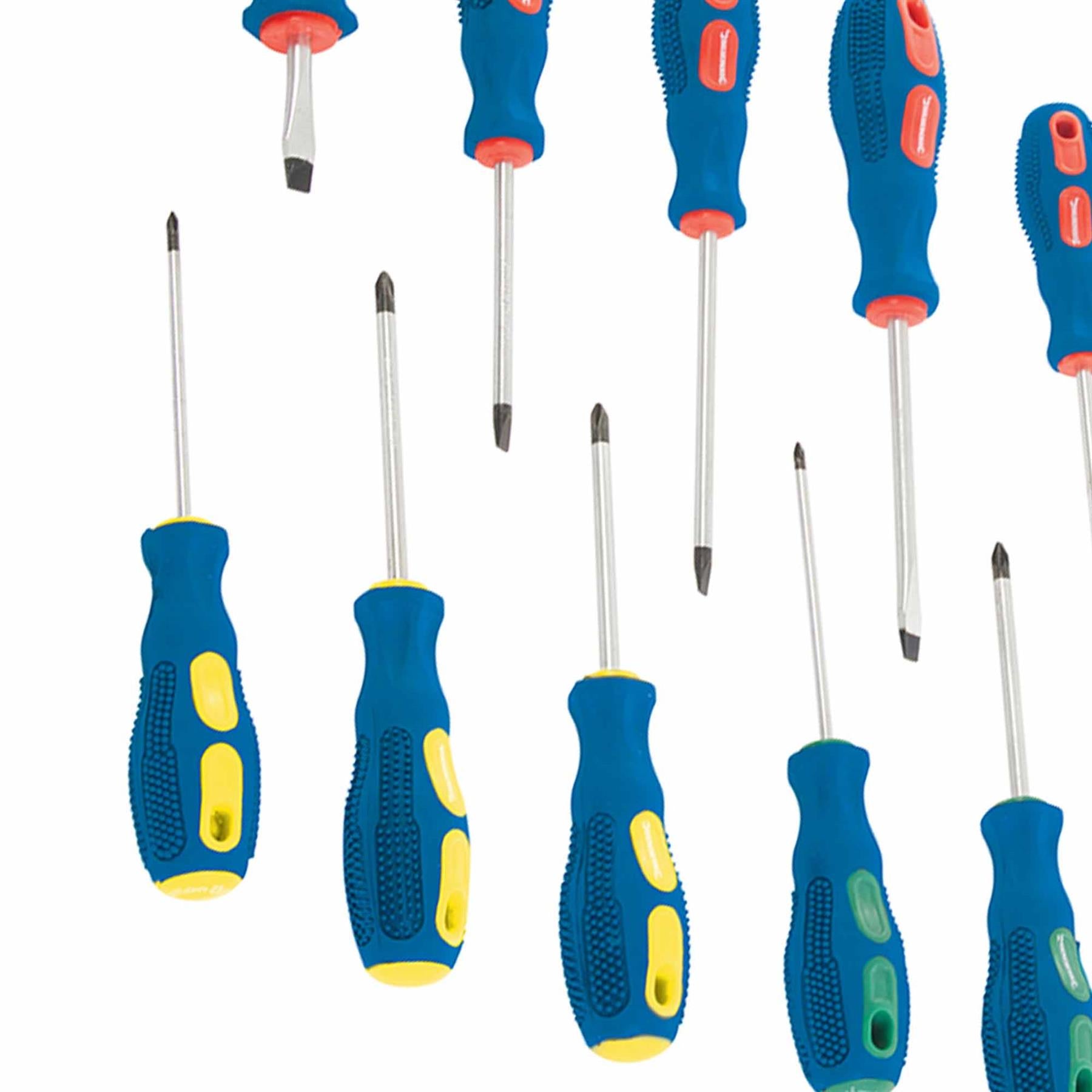 12 Piece Screwdriver Set PZ Flat Slotted Phillips Pozidrive Magnetic Tip