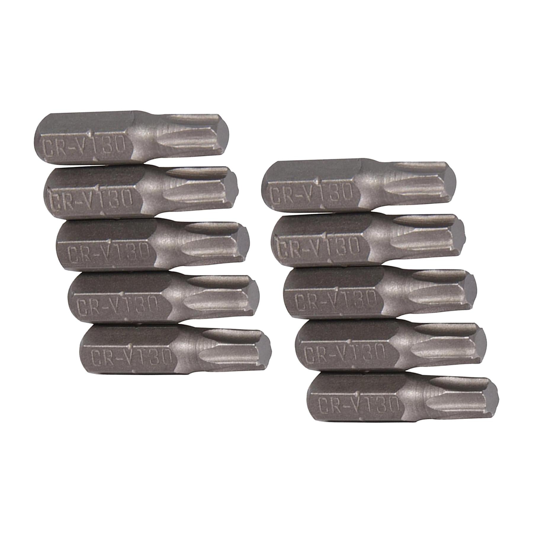 10Pk Torx CRV Screwdriver Bits T30 Chrome Vanadium 1/4" Hex Drive Drive DIY