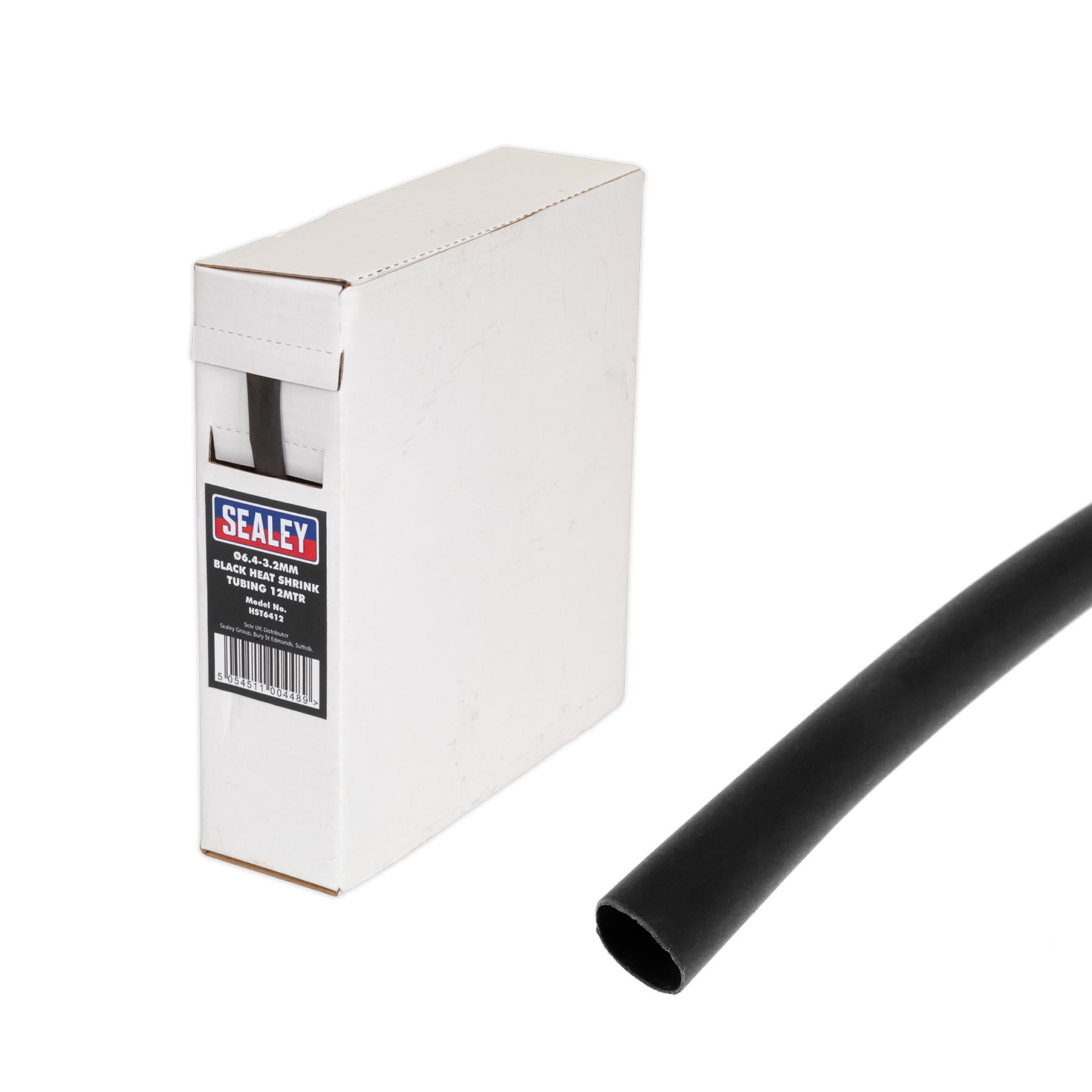 Sealey Heat Shrink Tubing Black 6.4-3.2mm 12m