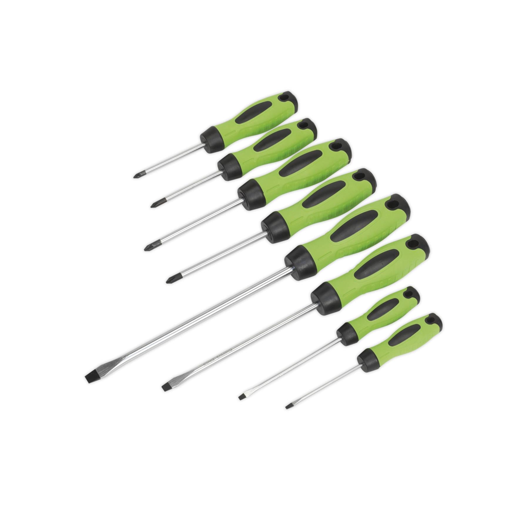 Sealey Screwdriver Set 8pc Hi-Vis Green