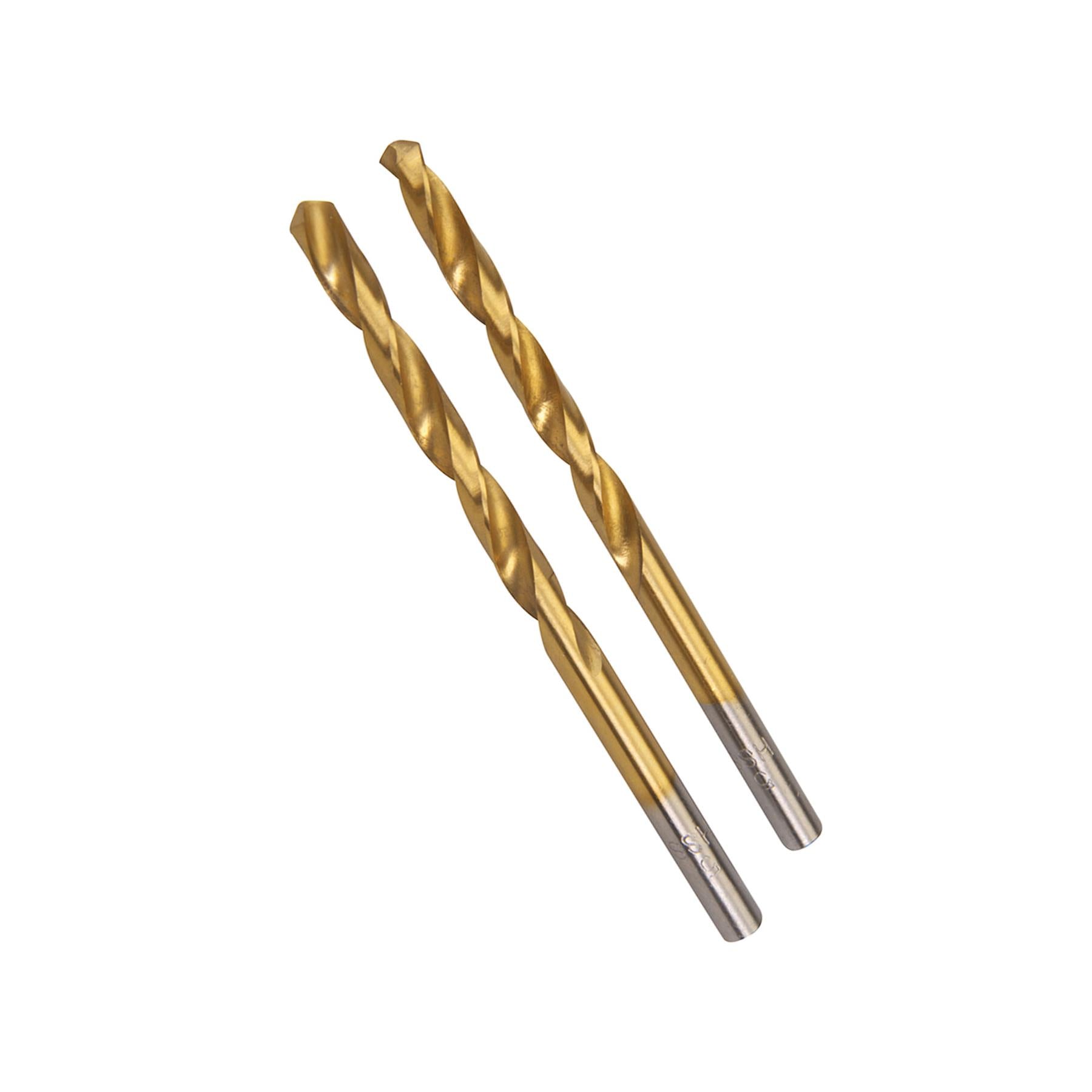 2Pk Hss Titanium-Coated Drill Bits 5.0mm Durable High Speed Metal Wood Plastic