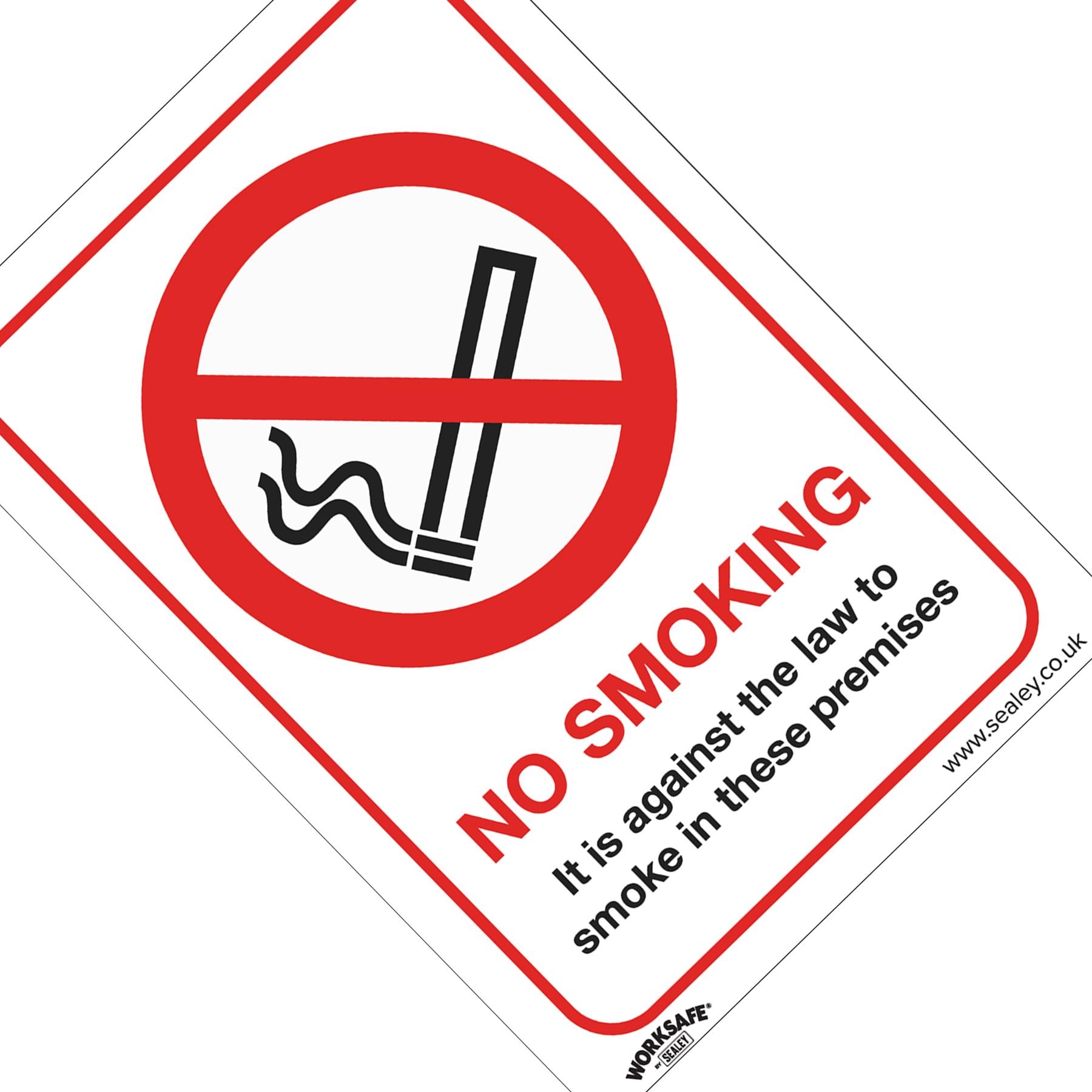 Sealey Safety Sign - No Smoking (On Premises) - Self-Adhes -Pack of 10