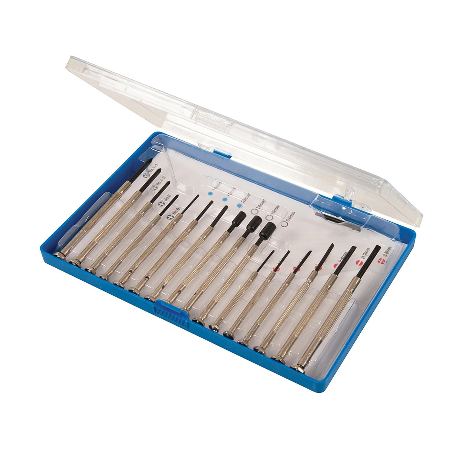 16Pce Jewellers Precision Screwdriver Set Phillips Slotted Hex & Nut Driver