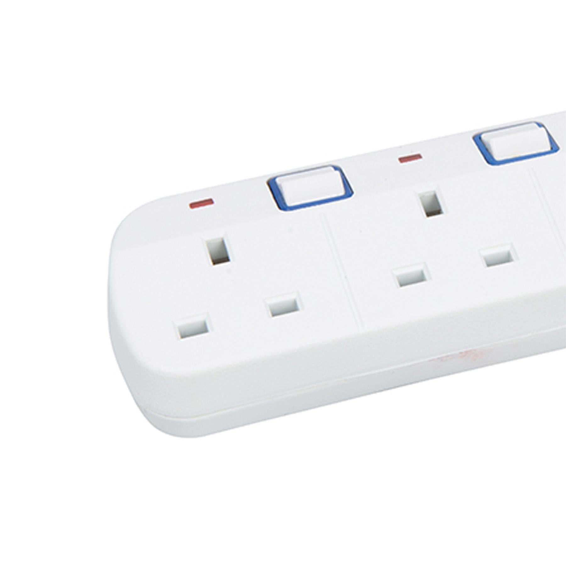 Switched Extension Lead 4-Gang 2M 13A With Neon Power Indicator 2M Long