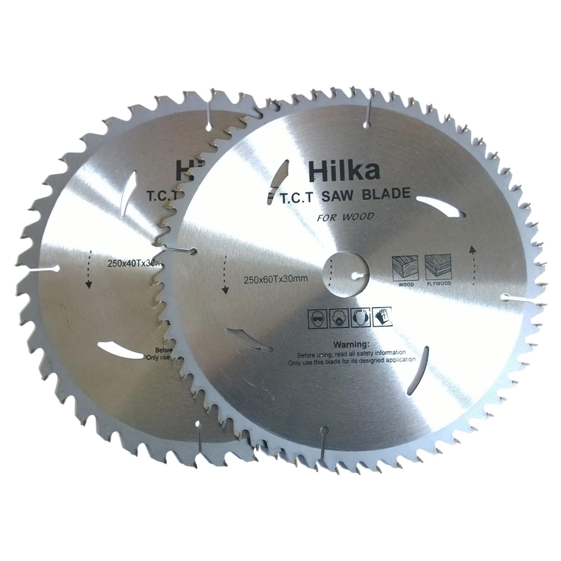 2 Piece TCT Circular Saw Blades 10" 250mm x 30mm Bore Pro Craft By Hilka