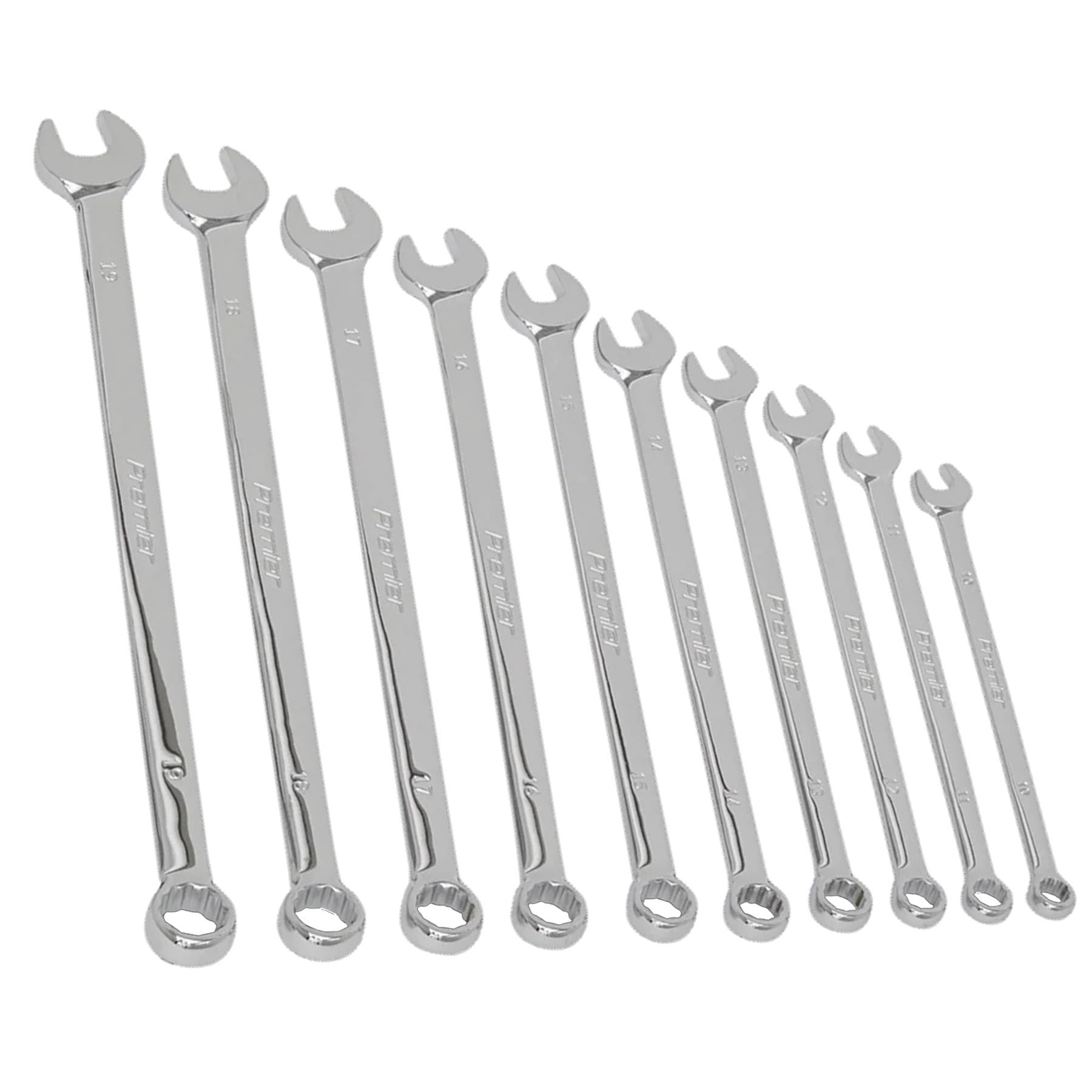 Sealey Combination Spanner Set 10pc Extra-Long Metric