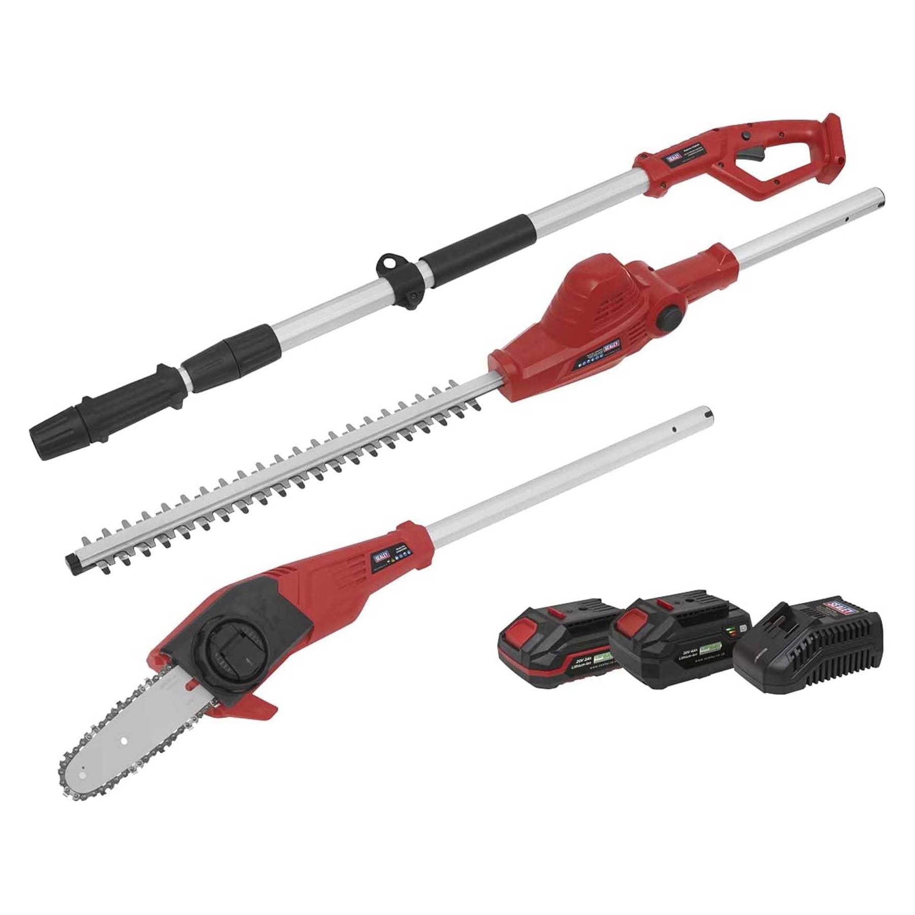 Sealey Telescopic Cordless Hedge Trimmer & Chainsaw Kit 20V SV20 Series - 2 Batteries