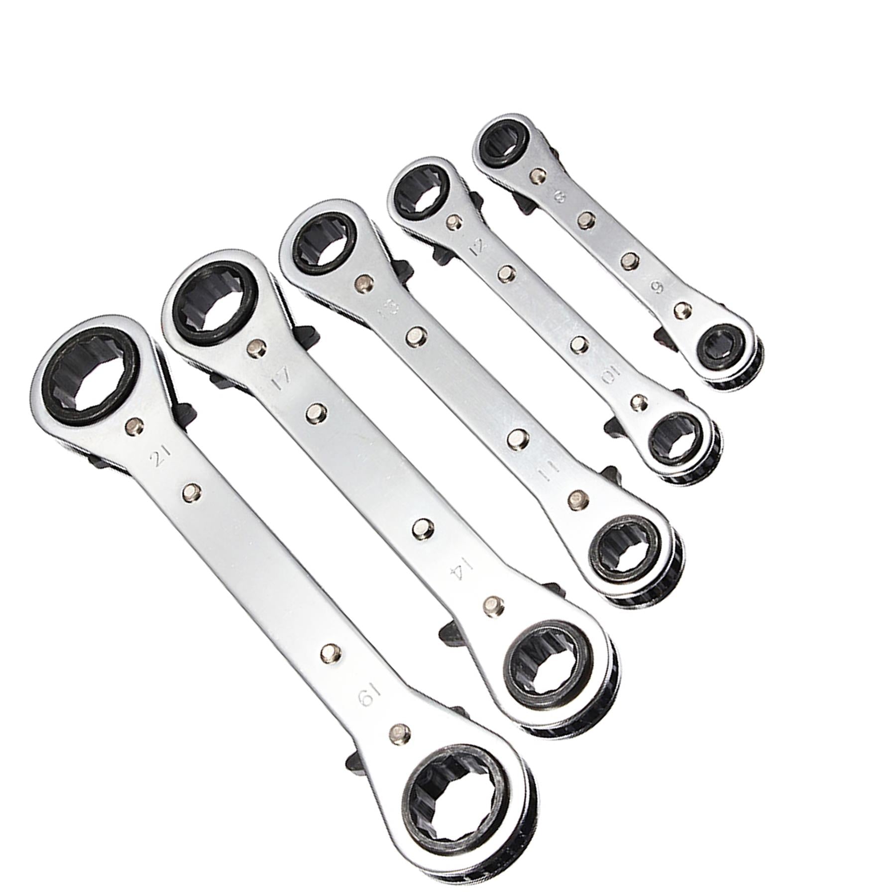 Ratcheting Ring Spanner Set 5 Metric Ratchet Ring Spanners 6-21mm Spanners