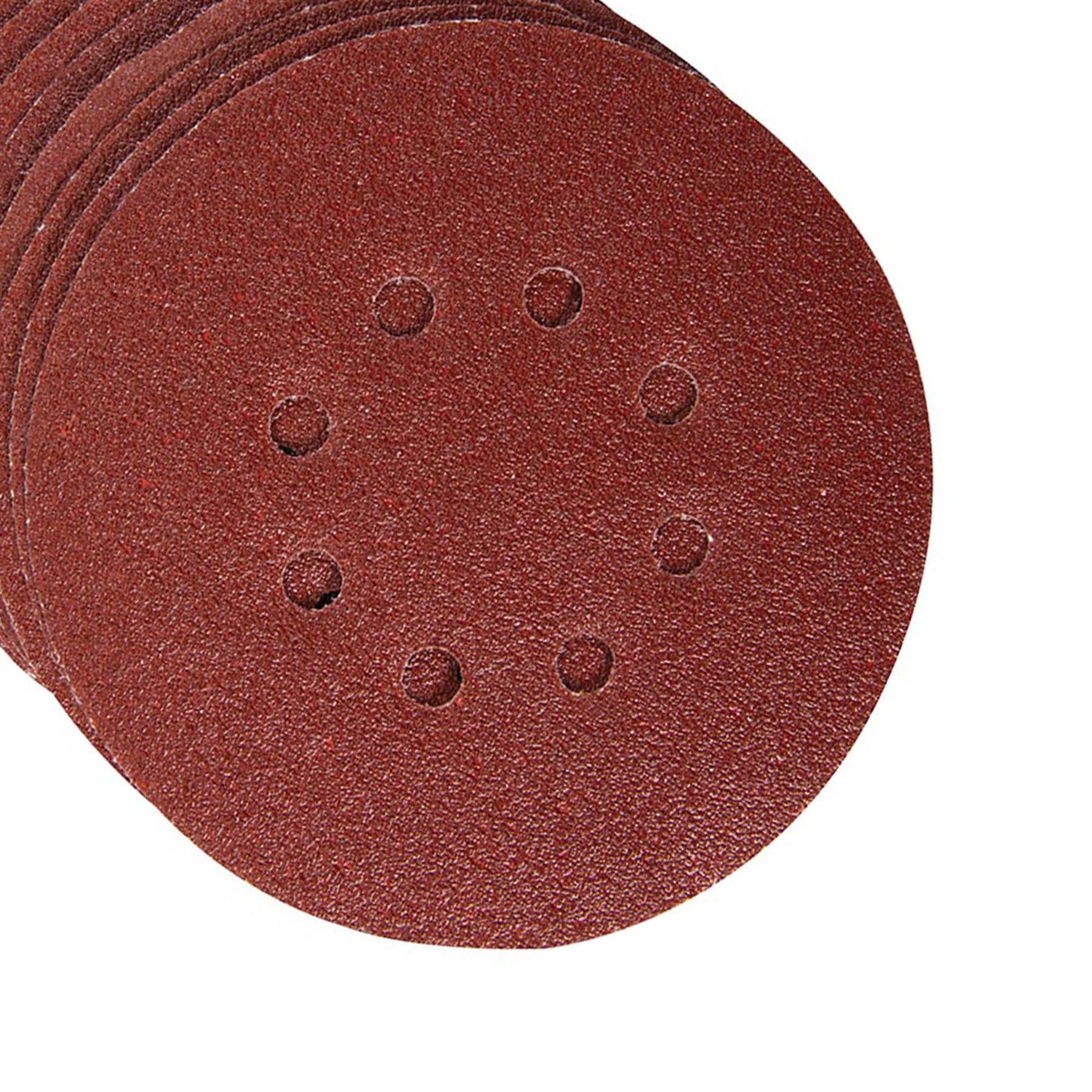 Punched Sanding Discs 125mm 10Pk Grit 120 Hook & Loop Aluminium Oxide New