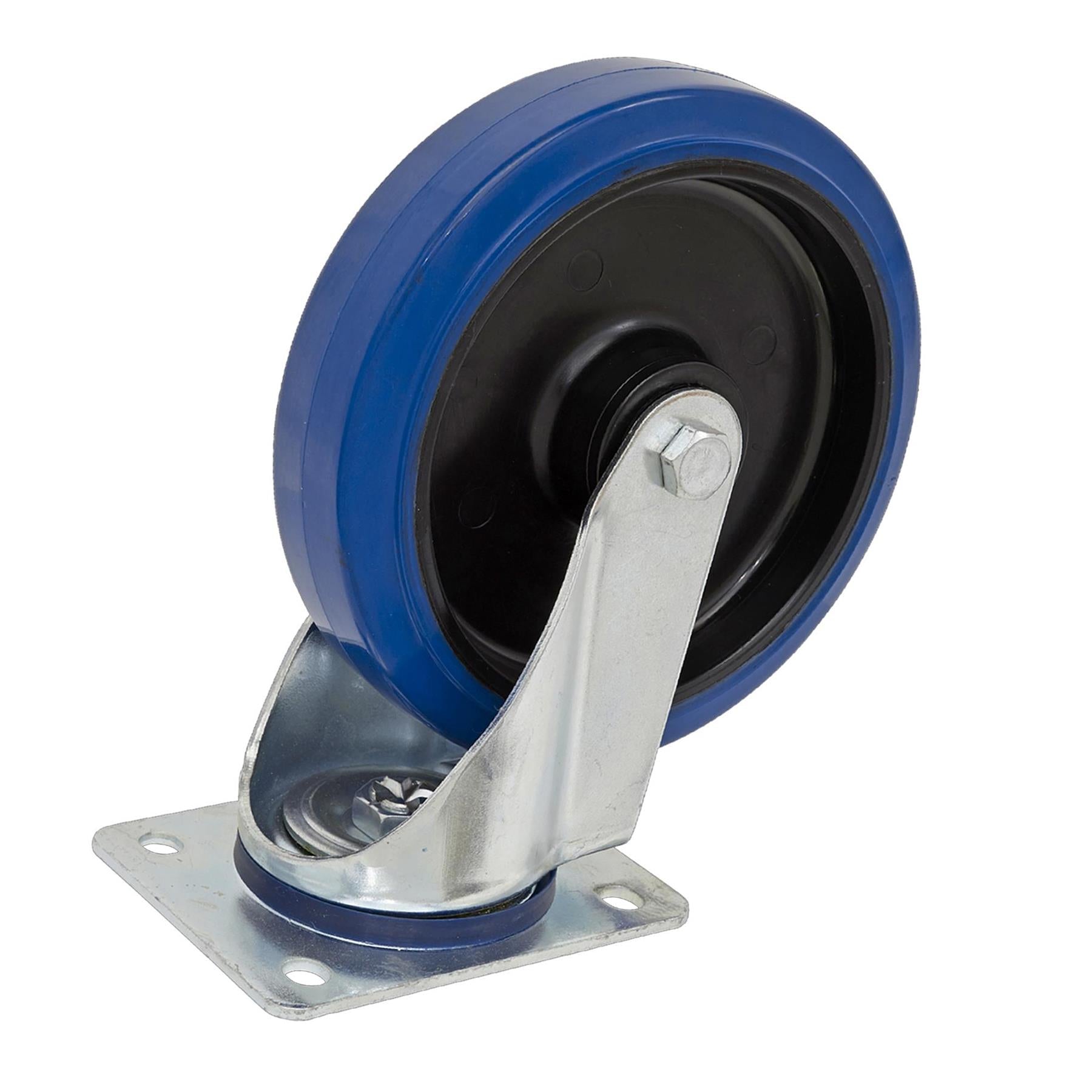Sealey Heavy-Duty Blue Elastic Rubber Castor Wheel Swivel 200mm