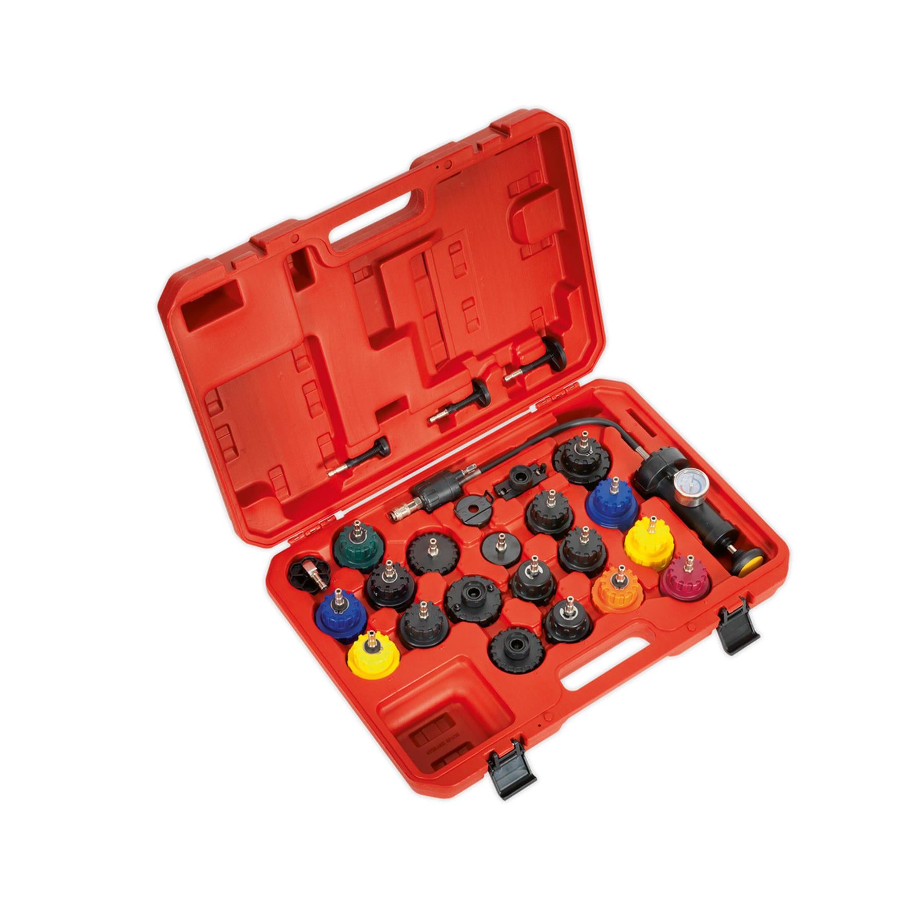 Sealey Cooling System Pressure Test Kit 25pc Quick Release Couplings