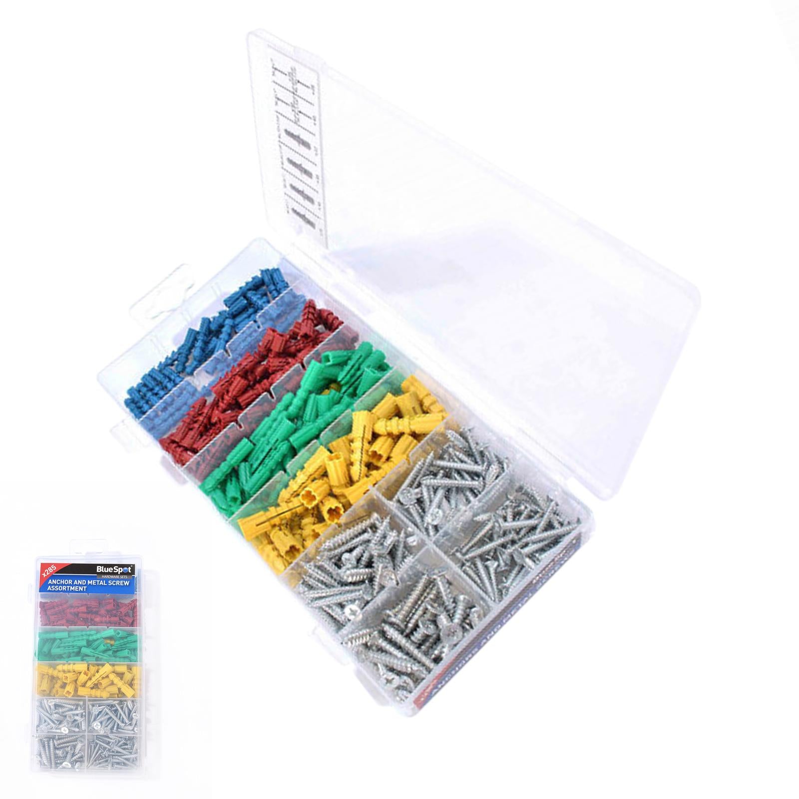 BlueSpot 285Pce Wall Plugs Assorted with Screws Rawlplugs and Fixings Set