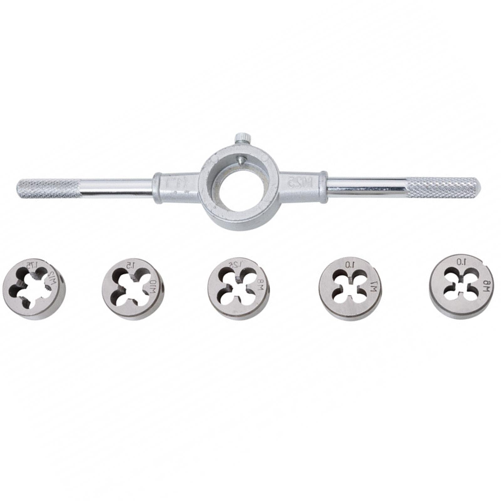 BlueSpot Die Set with Holder 6pc M6-M12 Thread Repair Alloy Steel Cutting Threads