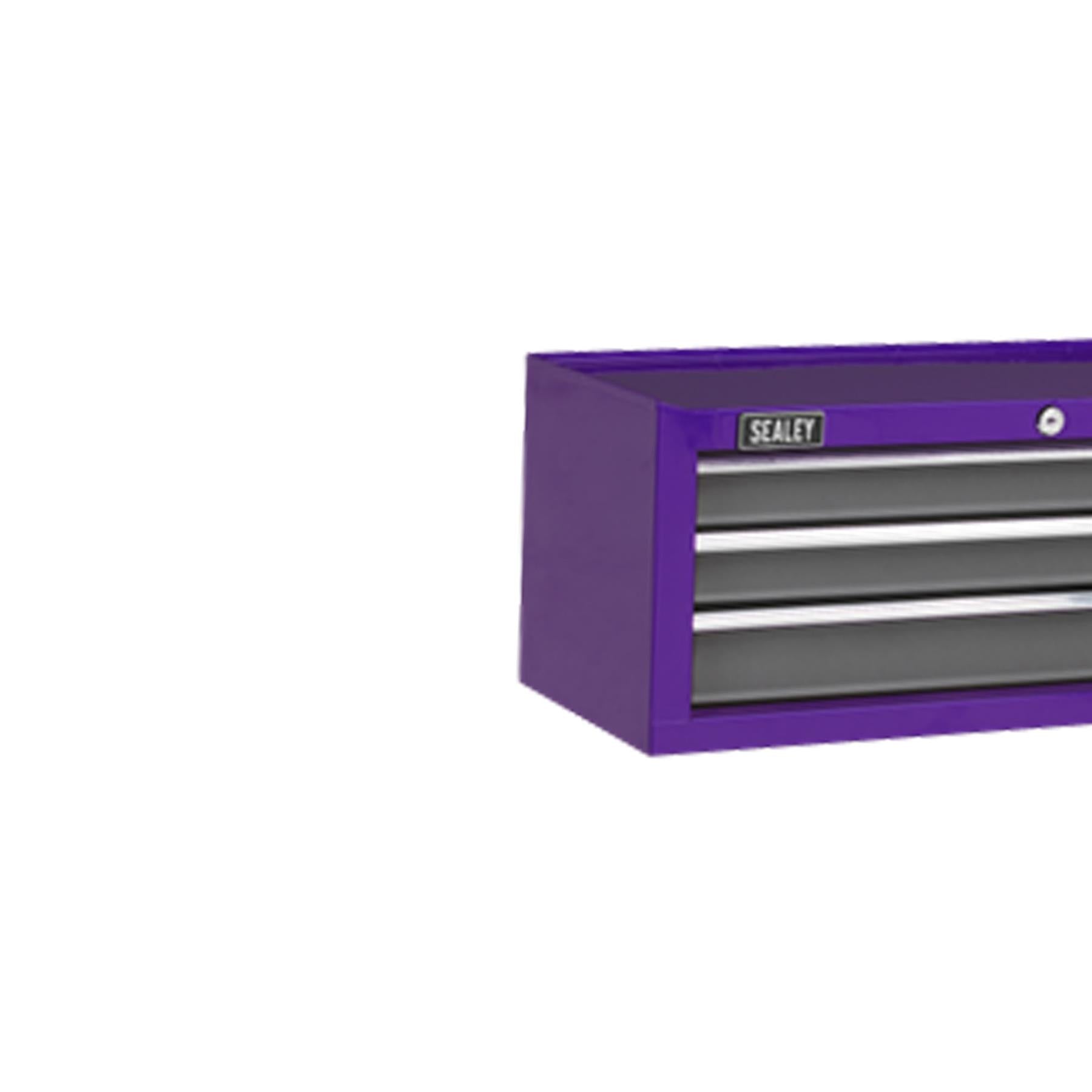 Sealey Mid-Box 3 Drawer with Ball-Bearing Slides - Purple/Grey