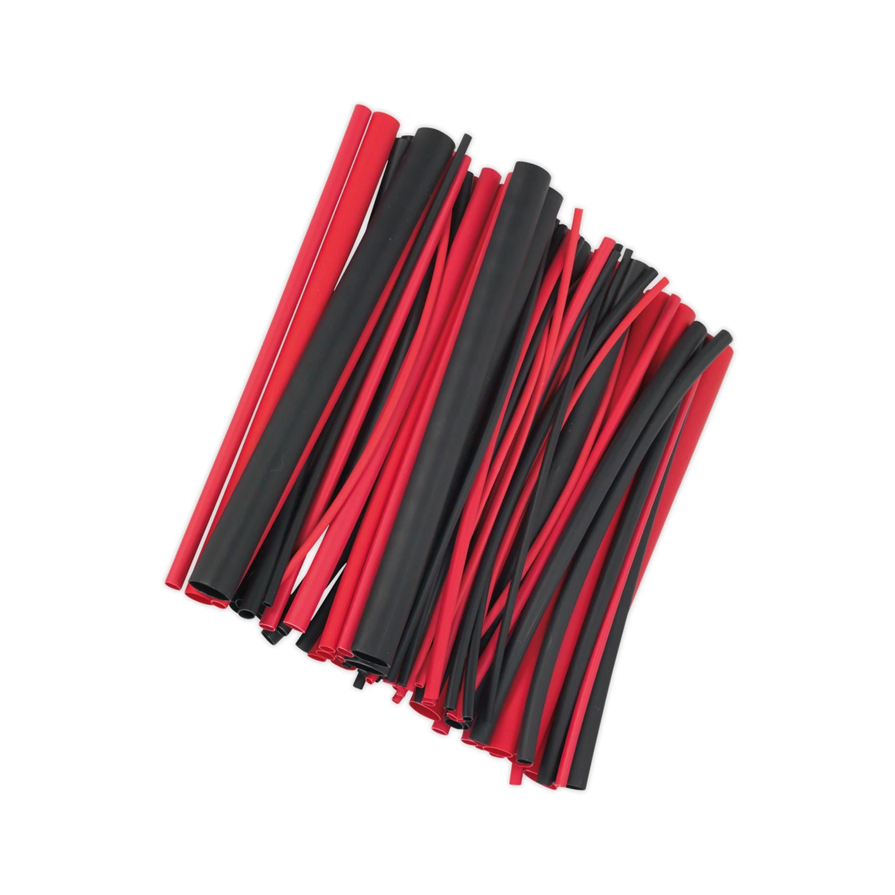 Sealey Heat Shrink Tubing Asstmt 72pc Black & Red Adh Lined 200mm