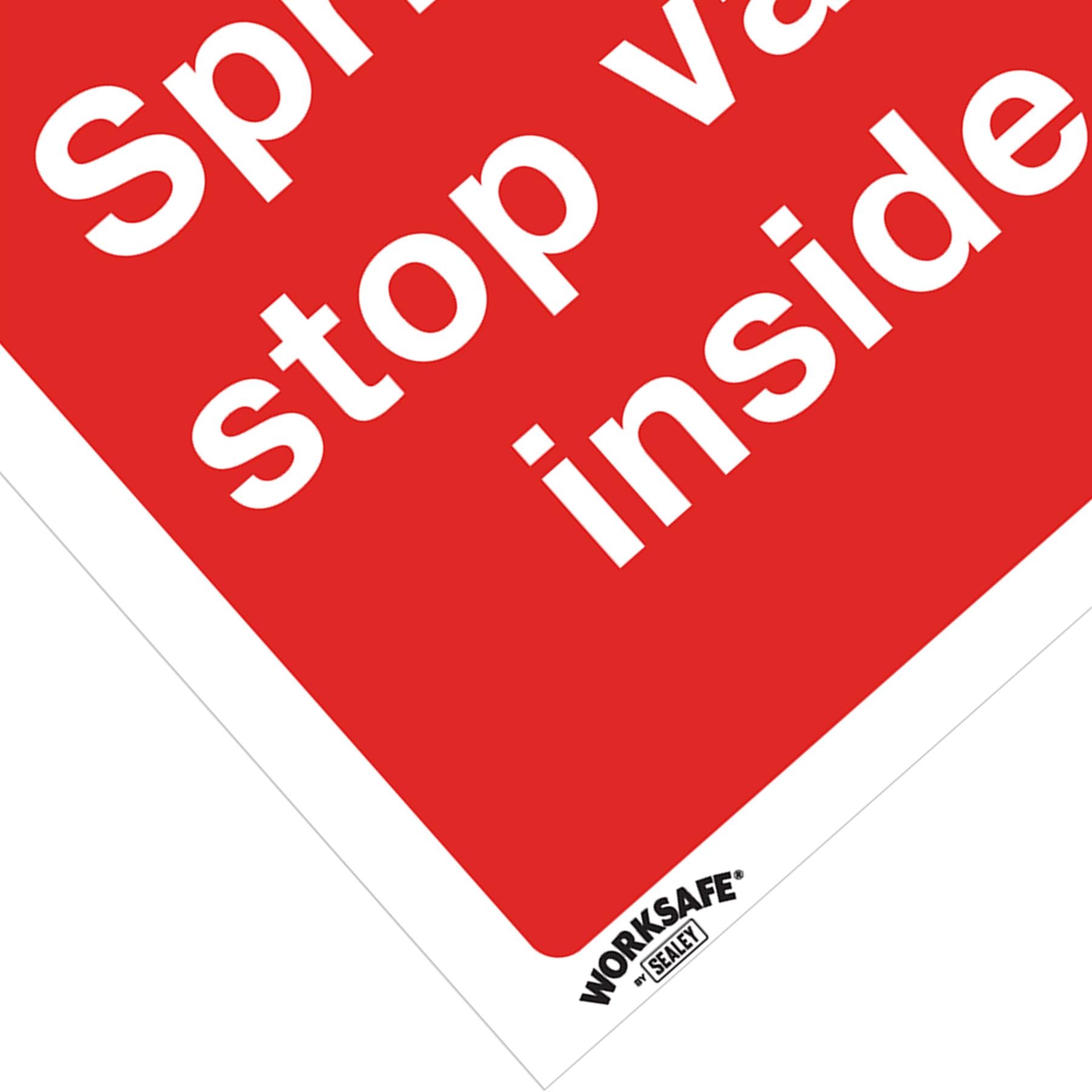 Sealey Safety Sign - Sprinkler Stop Valve - Self-Adhes. Pack of 10