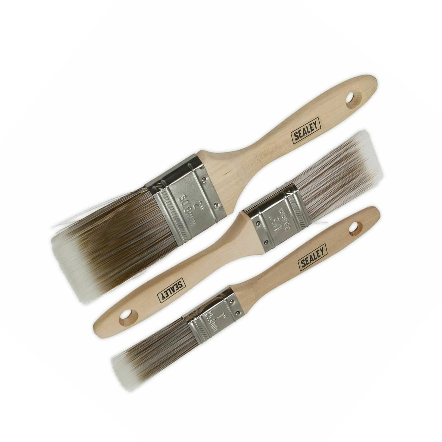 Sealey Wooden Handle Paint Brush Set 3pc