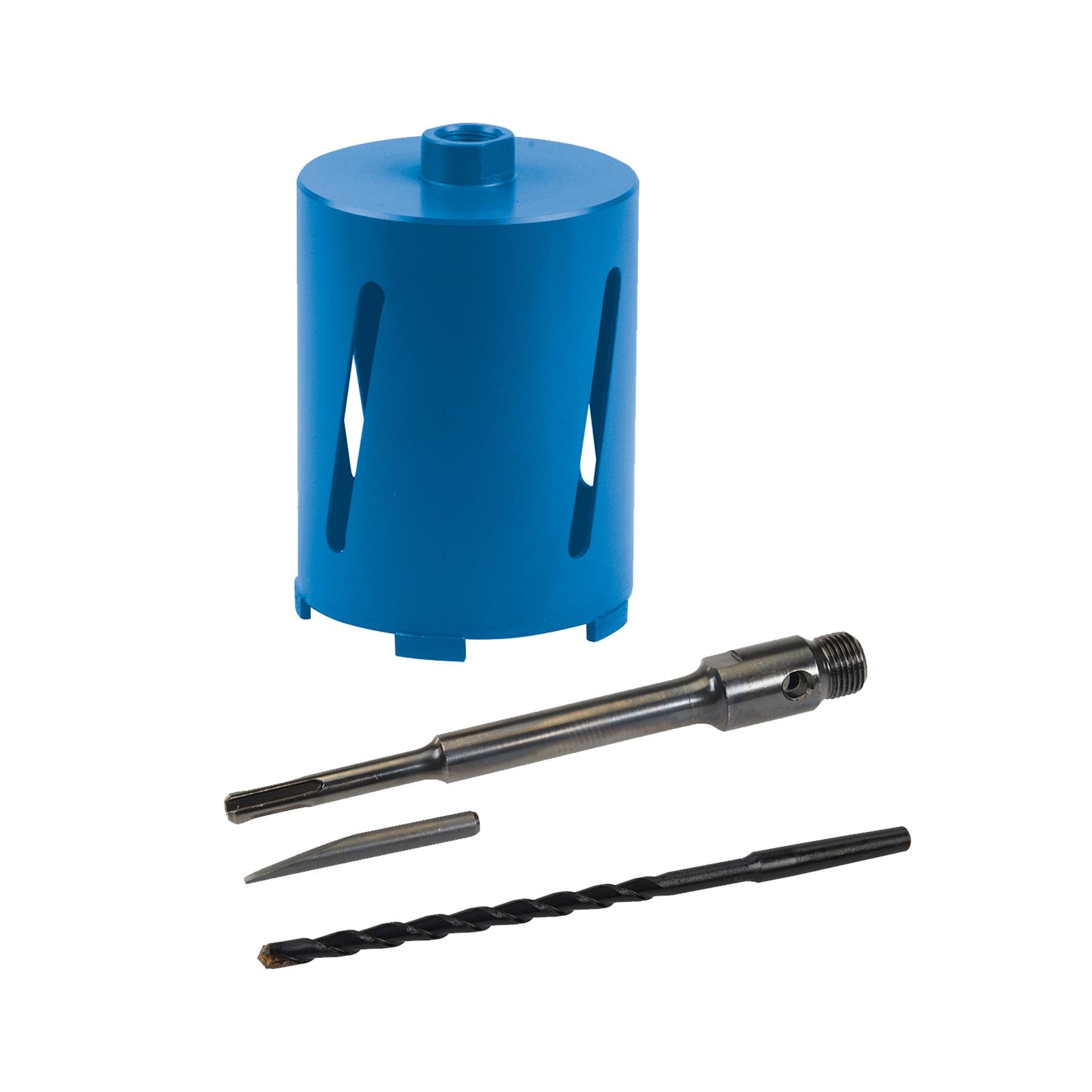 New 117mm X 150mm Diamond Core Hole Saw With SDS Arbor & Pilot Hole Drill Brick