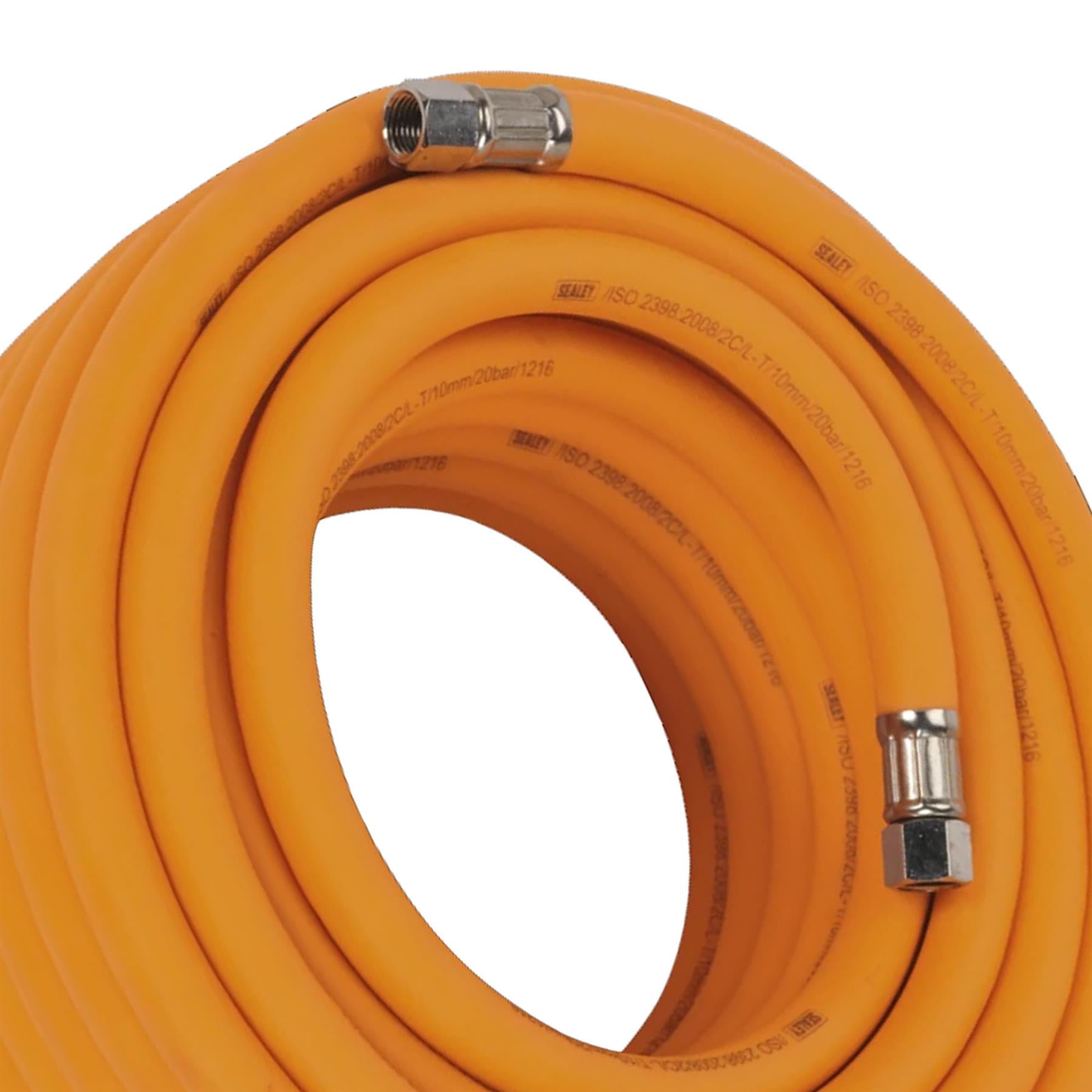 Sealey Air Hose 15m x �10mm Hybrid High-Visibility 1/4"BSP Unions