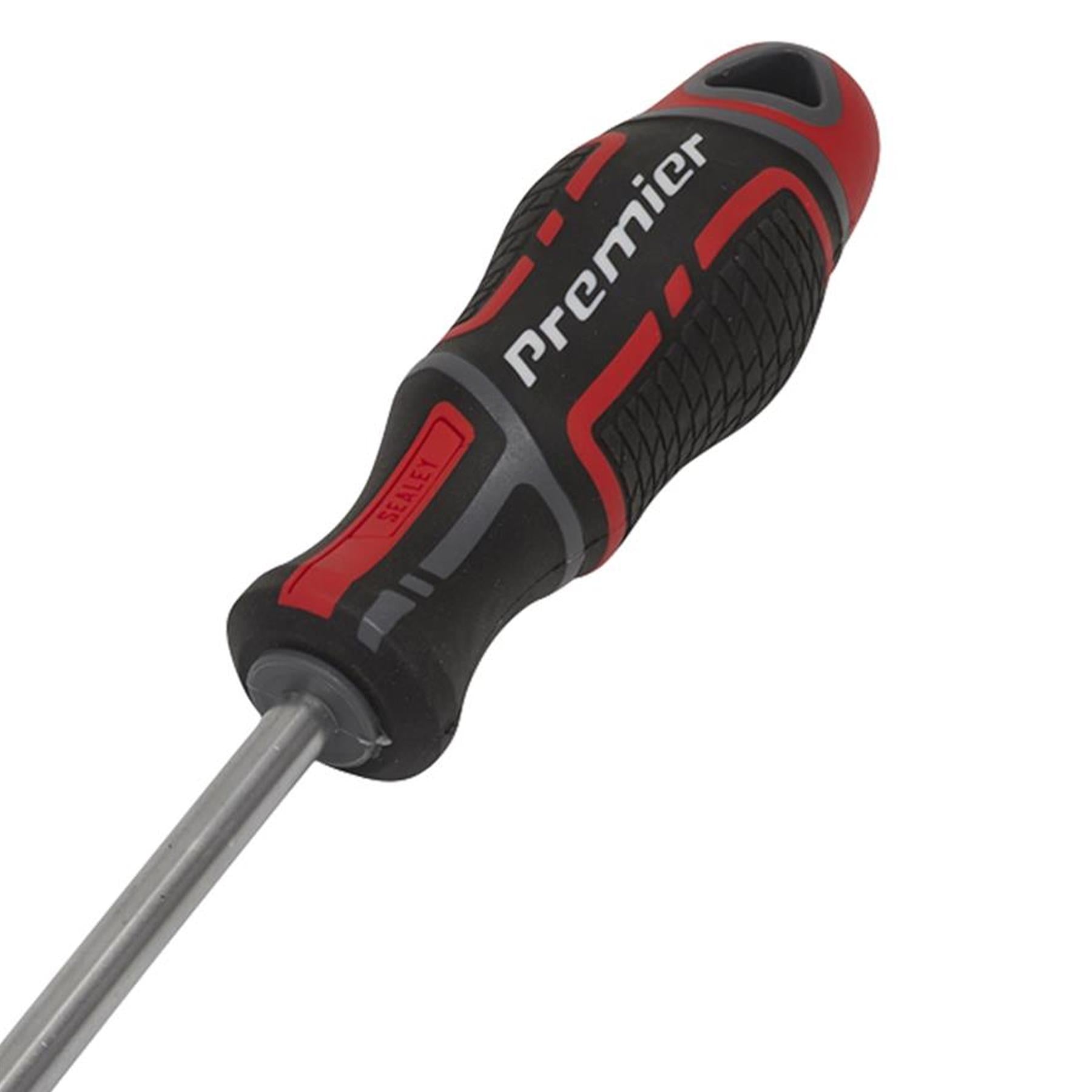 Sealey Screwdriver Slotted 8 x 200mm Flat Soft Grip Handle Magnetic GripMAX
